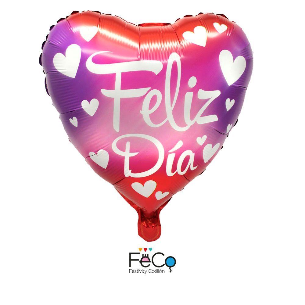 GLOBO METÁLICO 18 FELIZ DÍA CORAZÓNES X50 UNI - 1