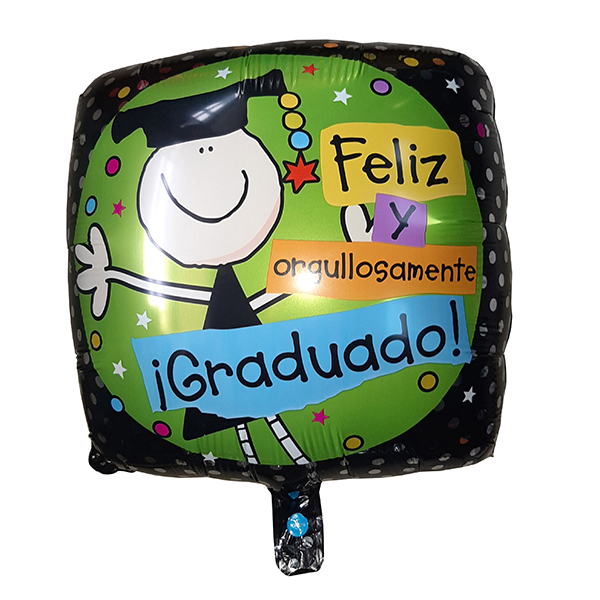 GLOBO METÁLICO 18 FELIZ Y GRADUADO X50 UNI - 1