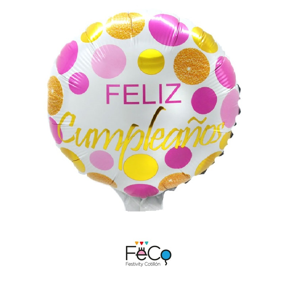 GLOBO METÁLICO 18 REDONDO F.C POLKA X50 UNI ROSADO - 1
