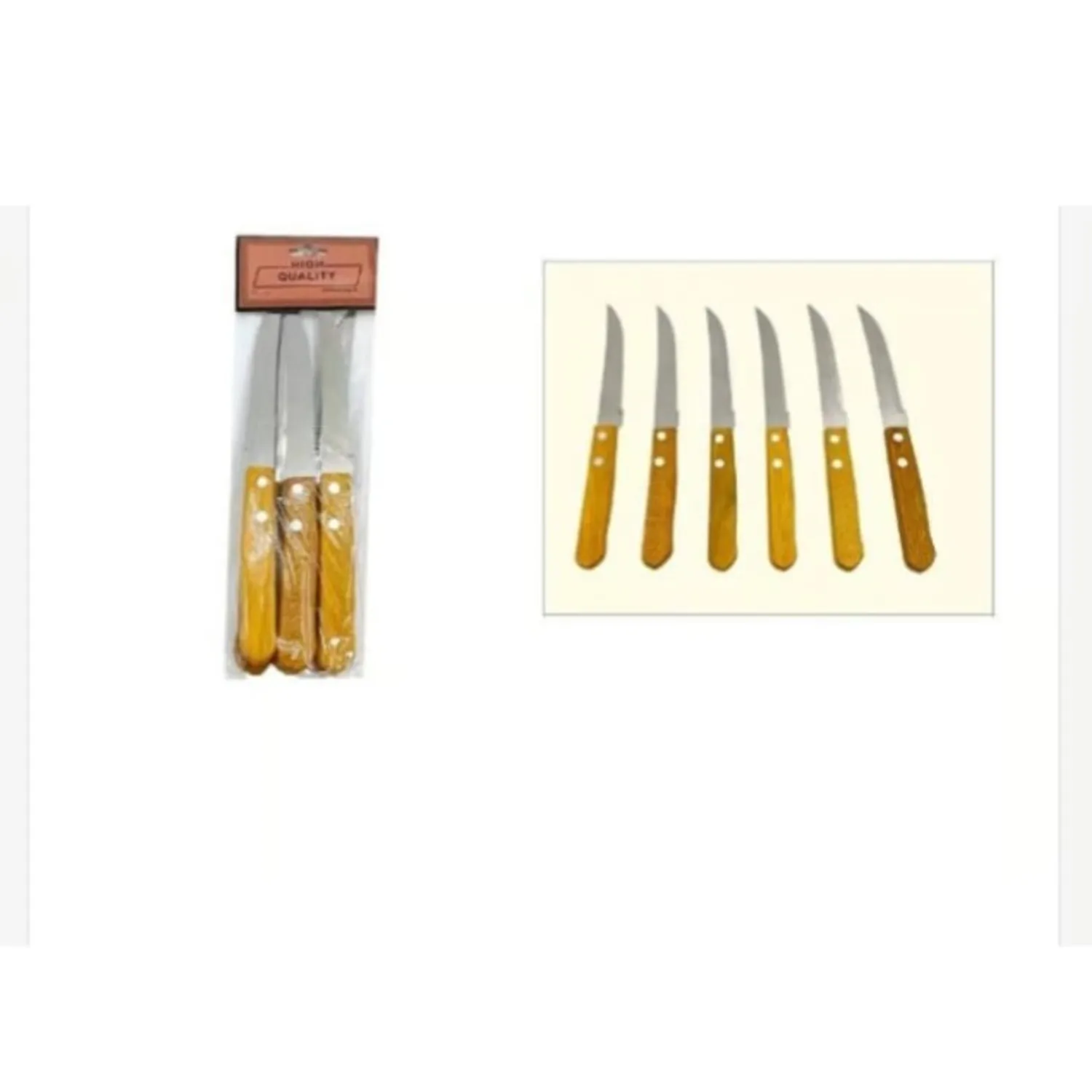 CUCHILLO DE ACERO INOXIDABLE 6 PIEZAS MANGO DE MADERA - 1
