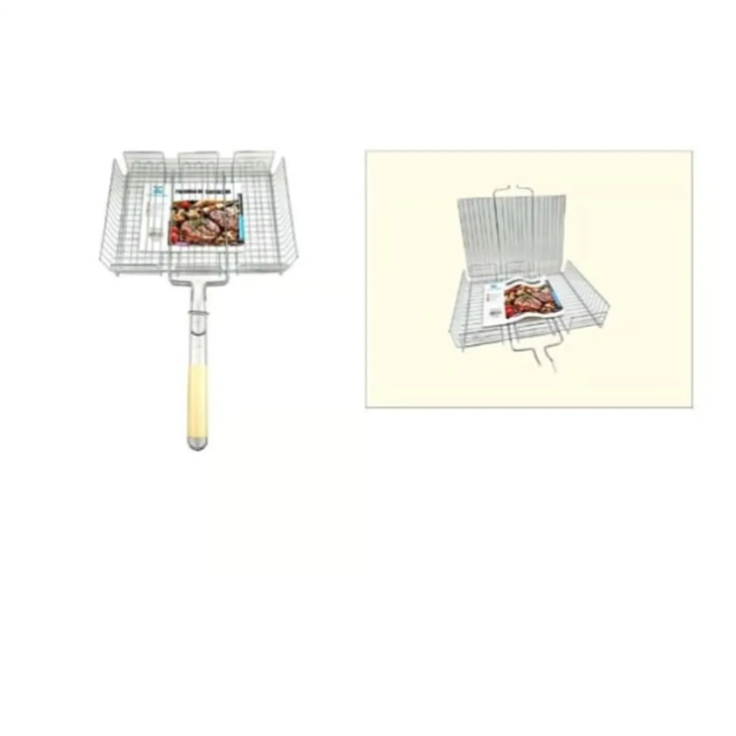 PARRILLA REJILLA DOBLE BARBACOA ASADOS PESCADOS VERDURAS 40X30X7CM - 1