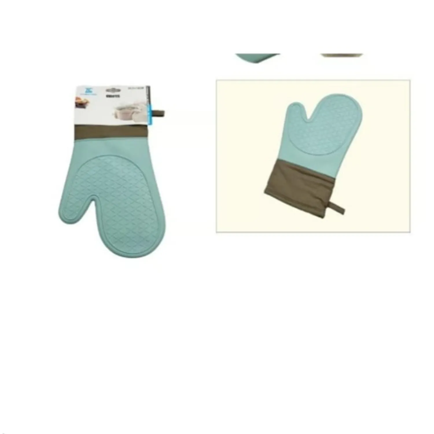 GUANTES DE COCINA PARA EL HORNO ANTIDESLIZANTE SILICONA-TELA - 1