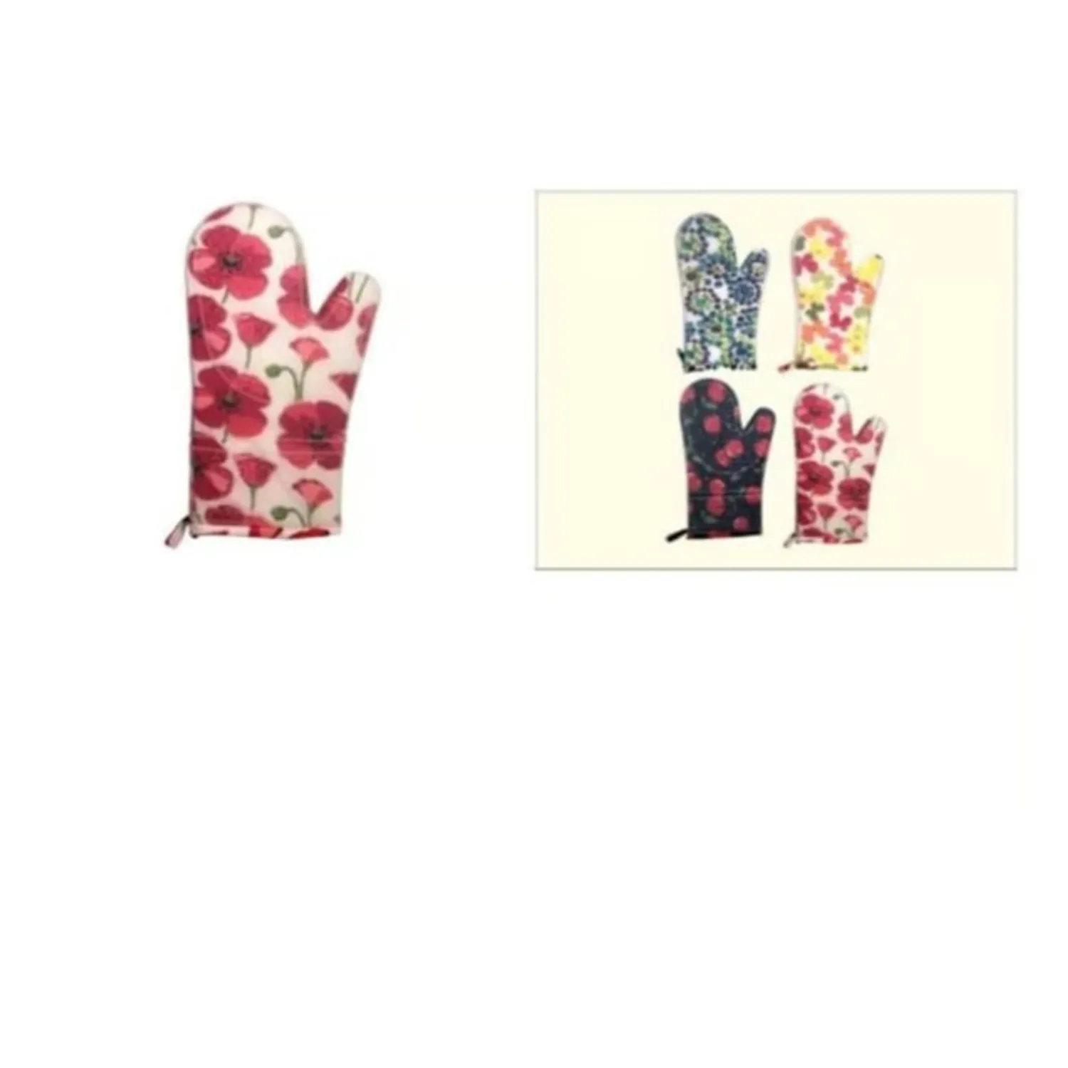 GUANTES DE COCINA PARA EL HORNO SILICONA DISEÑO FLORES - 1
