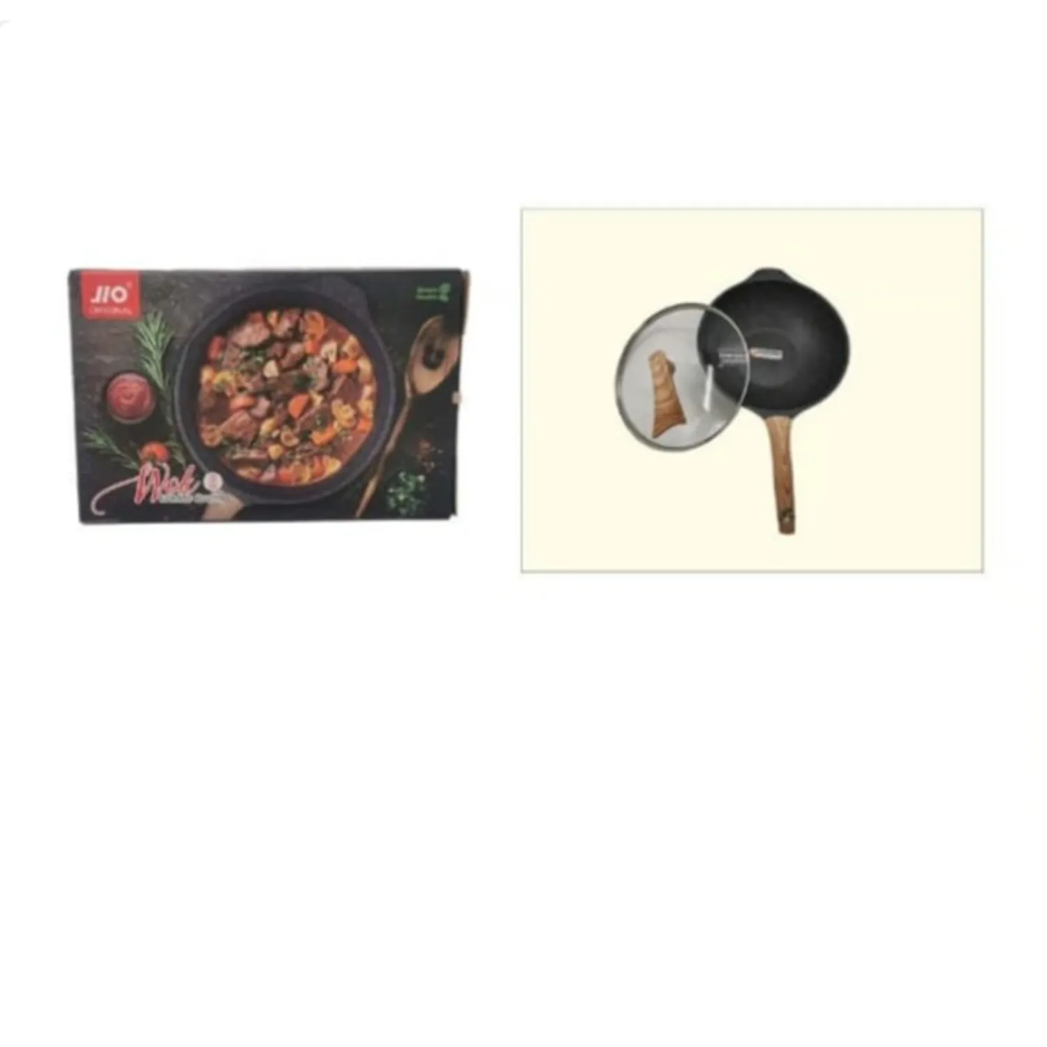 SARTEN WORK DE COCINA CON TAPA DE VIDRIO 30CM MANGO MADERA - 1