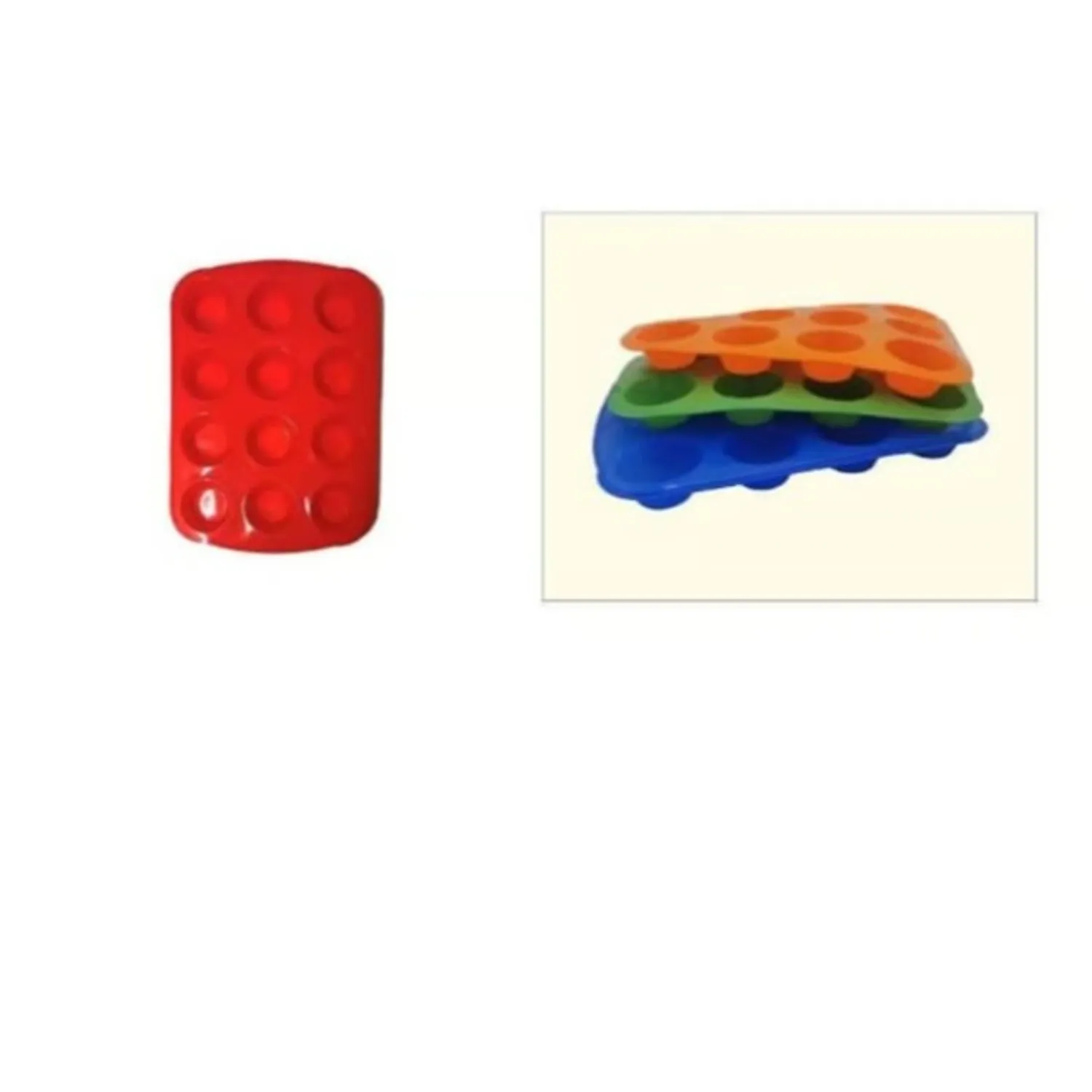 MOLDE DE SILICONA DE12 DIVISIONES COLORES SURTIDOS QUEQUE - 1