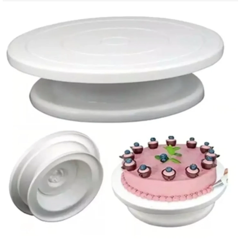 PLATO BASE GIRATORIA PARA DISEÑAR TORTA 32 CM DE DIAMETRO EN COLOR BLANCO - 1