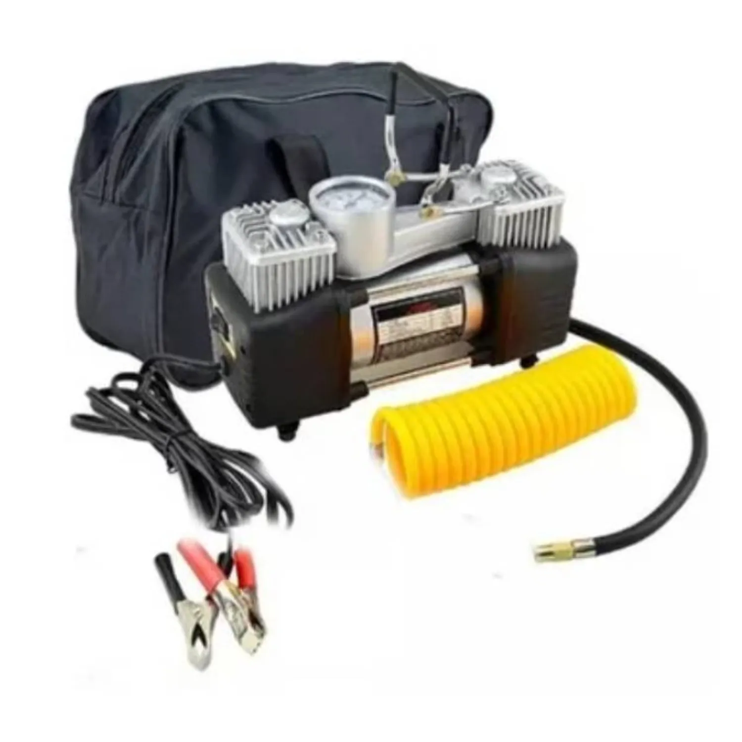 COMPRESOR DE AIRE DOBLE CILINDRO 12V INFLADOR NEUMATICOS - 1