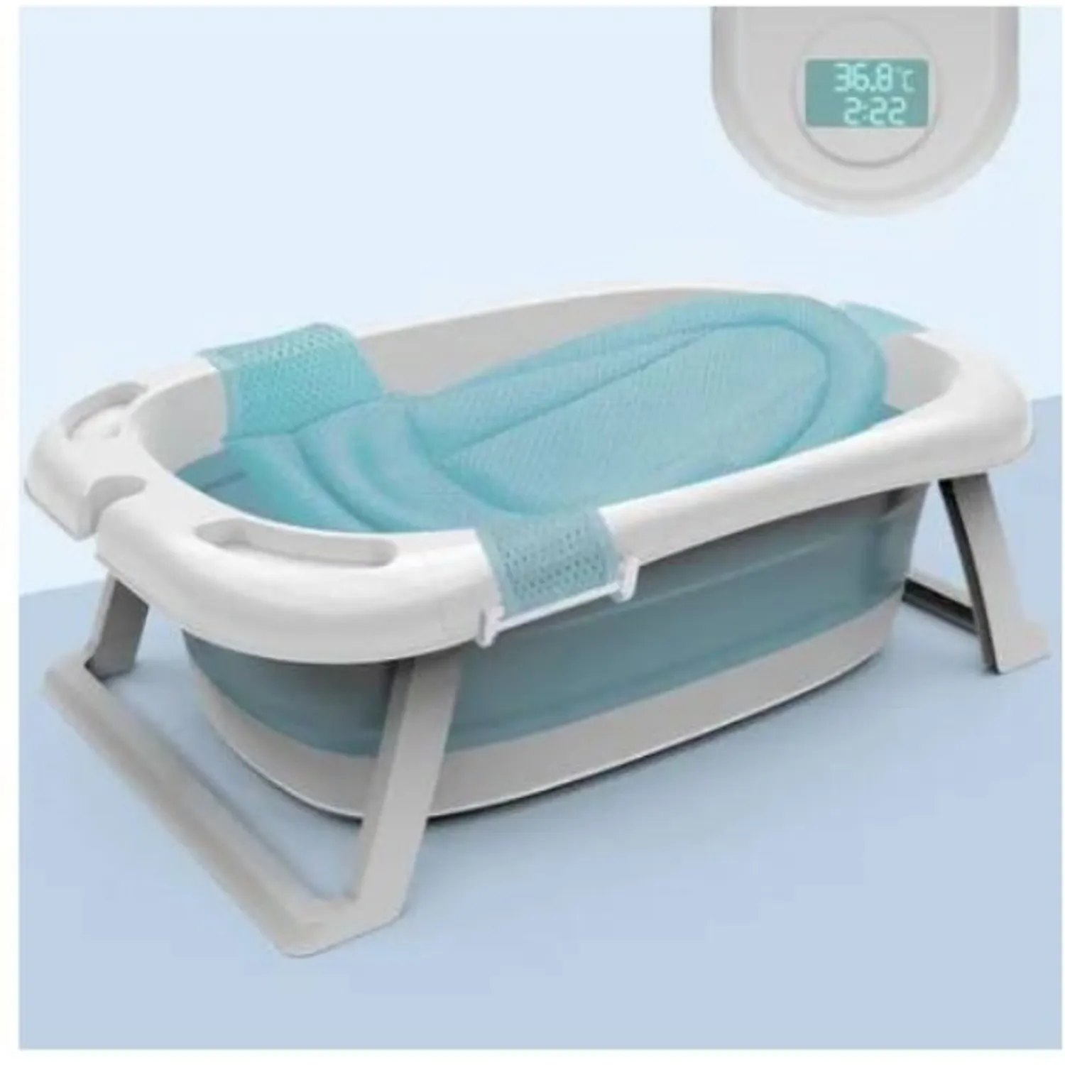 TINA BAÑERA PLEGABLE PARA BEBÉ ANTIDESLIZANTE CELESTE - 1