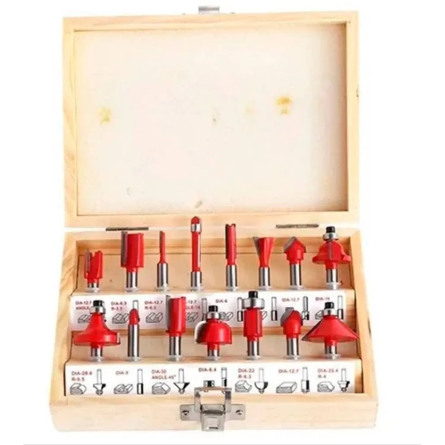 BROCAS FRESAS MADERA ROUTER 15 PCS 6.35MM 1/4 - 1