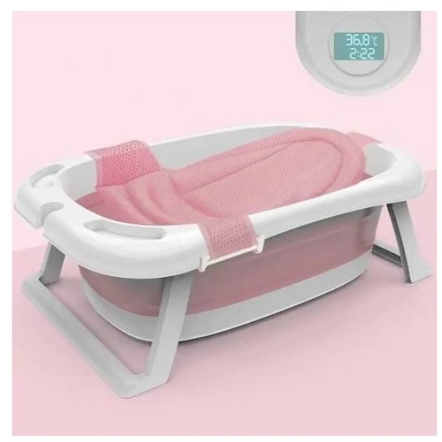 TINA BAÑERA PLEGABLE PARA BEBÉ ANTIDESLIZANTE ROSA - 1