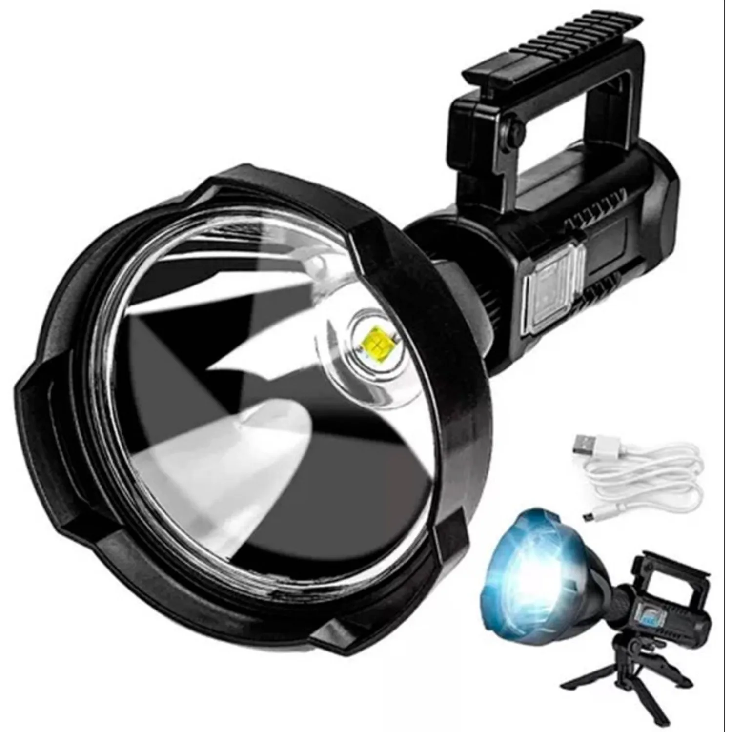 LINTERNA LED LARGO ALCANCE RECARGABLE USB TRÍPODE - 2