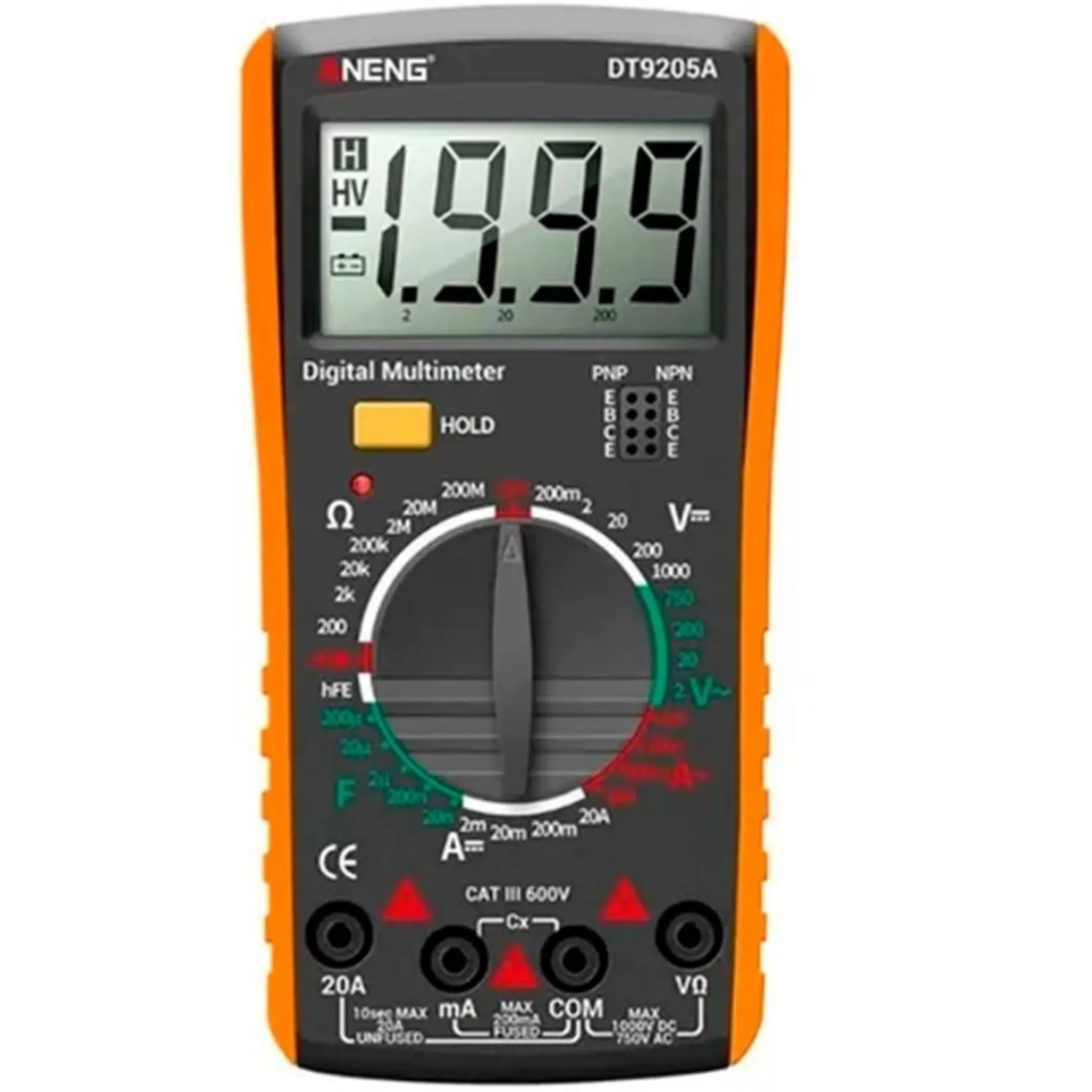MULTITESTER MULTÍMETRO TESTER DIGITAL LCD DT9205A - 1