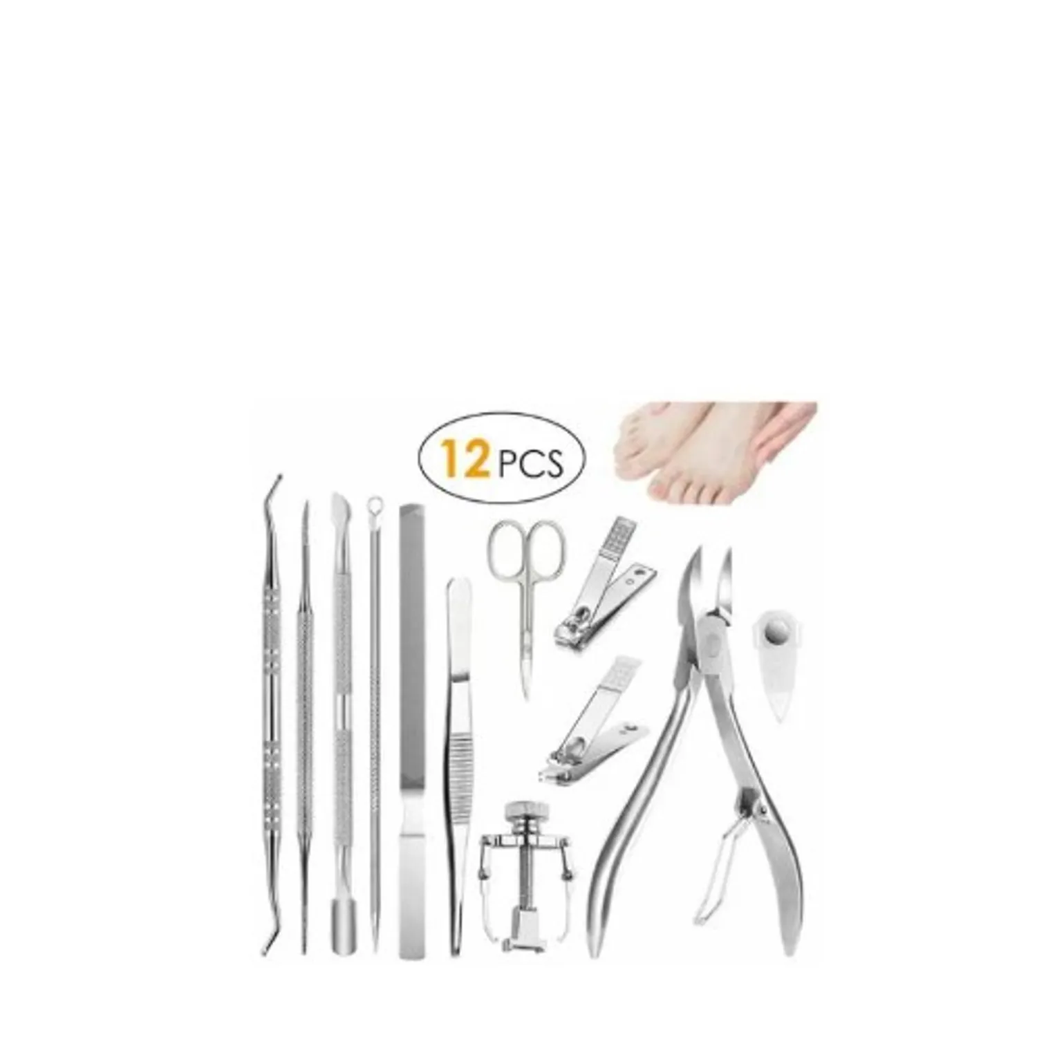KIT 12 PCS HERRAMIENTAS UÑAS ENCARNADAS SET PEDICURE - 1