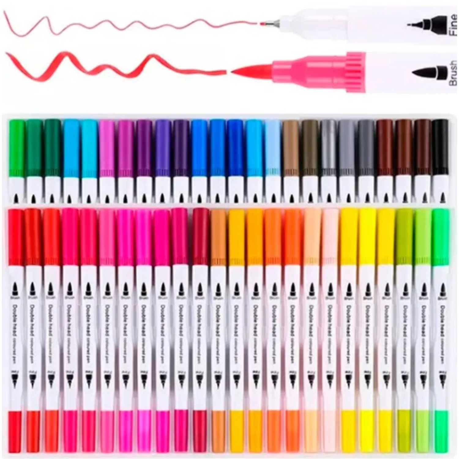 48 MARCADORES DE DOBLE PUNTA TIPO PINCEL COLORES - 1