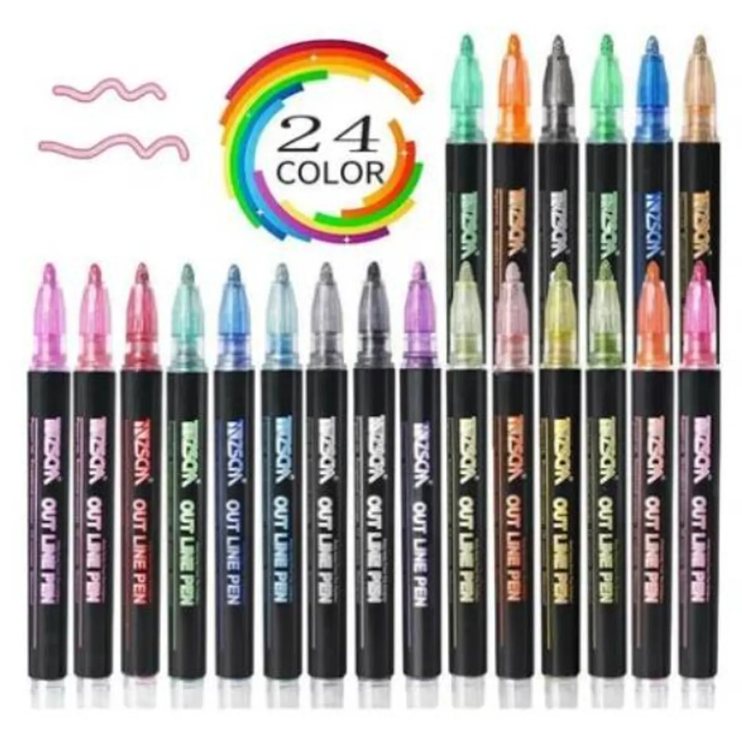 LÁPICES MARCADORES METÁLICOS CON CONTORNO 24 COLORES - 1