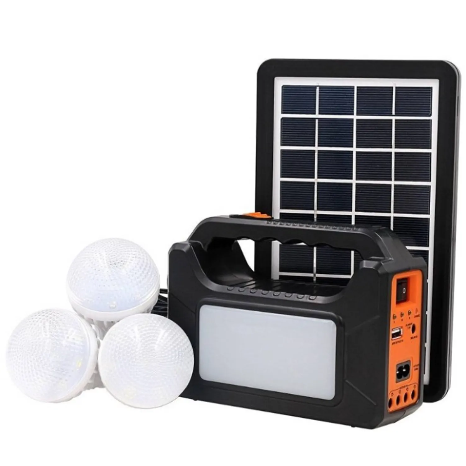KIT SOLAR DE EMERGENCIA CAMPING USB + 3 AMPOLLETAS - 2