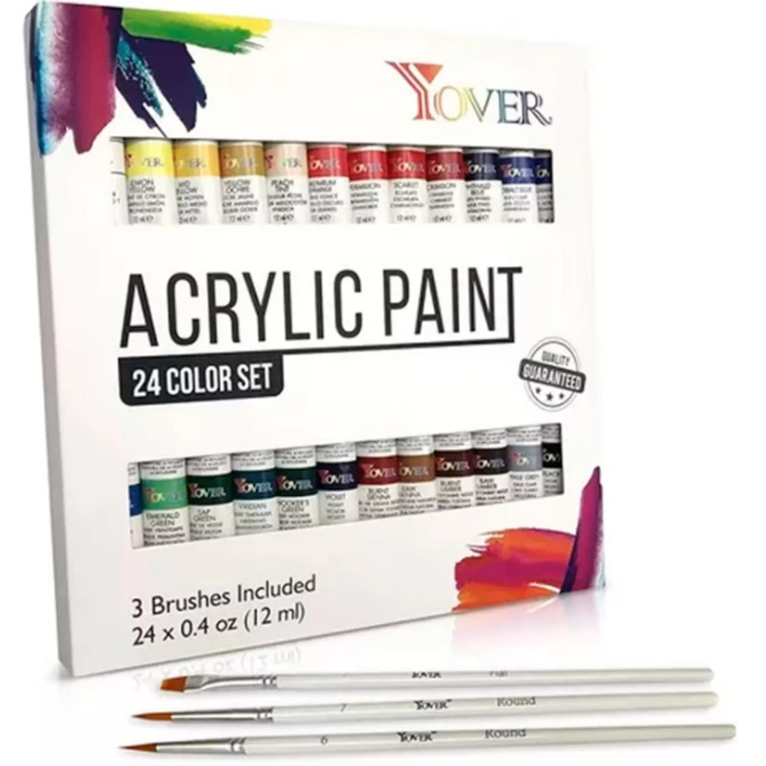 JUEGO DE PINTURA ACRILICAS 24 COLORES TUBOS 12ML ARTE - 1