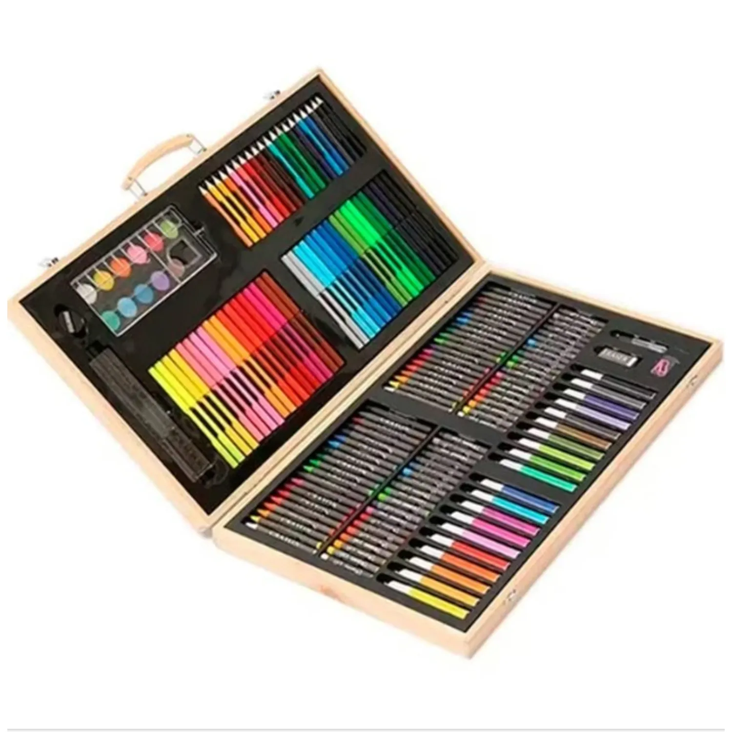 SET DE ARTE 180 PCS LAPICES PARA COLOREAR MALETA DE MADERA - 1