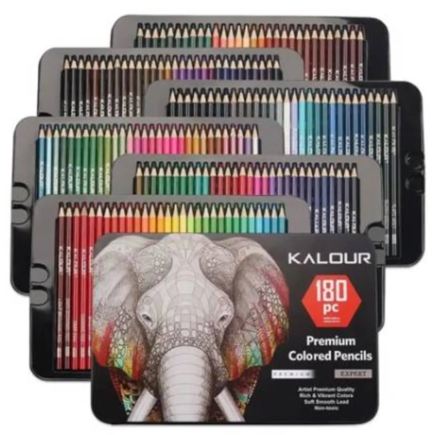 180 LAPICES COLORES ARTE PROFESIONAL DIBUJO CAJA METÁLICA - 1