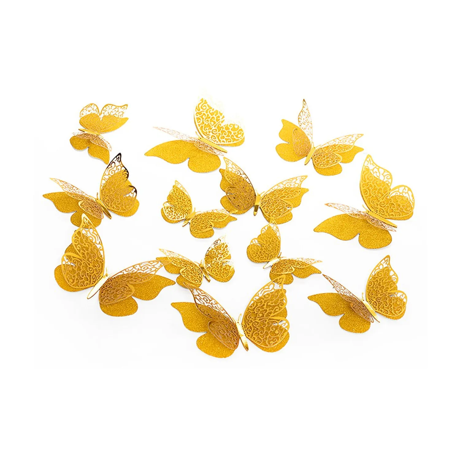 DECO MARIPOSAS EN COLOR AMARILLO X12 UNI - 1