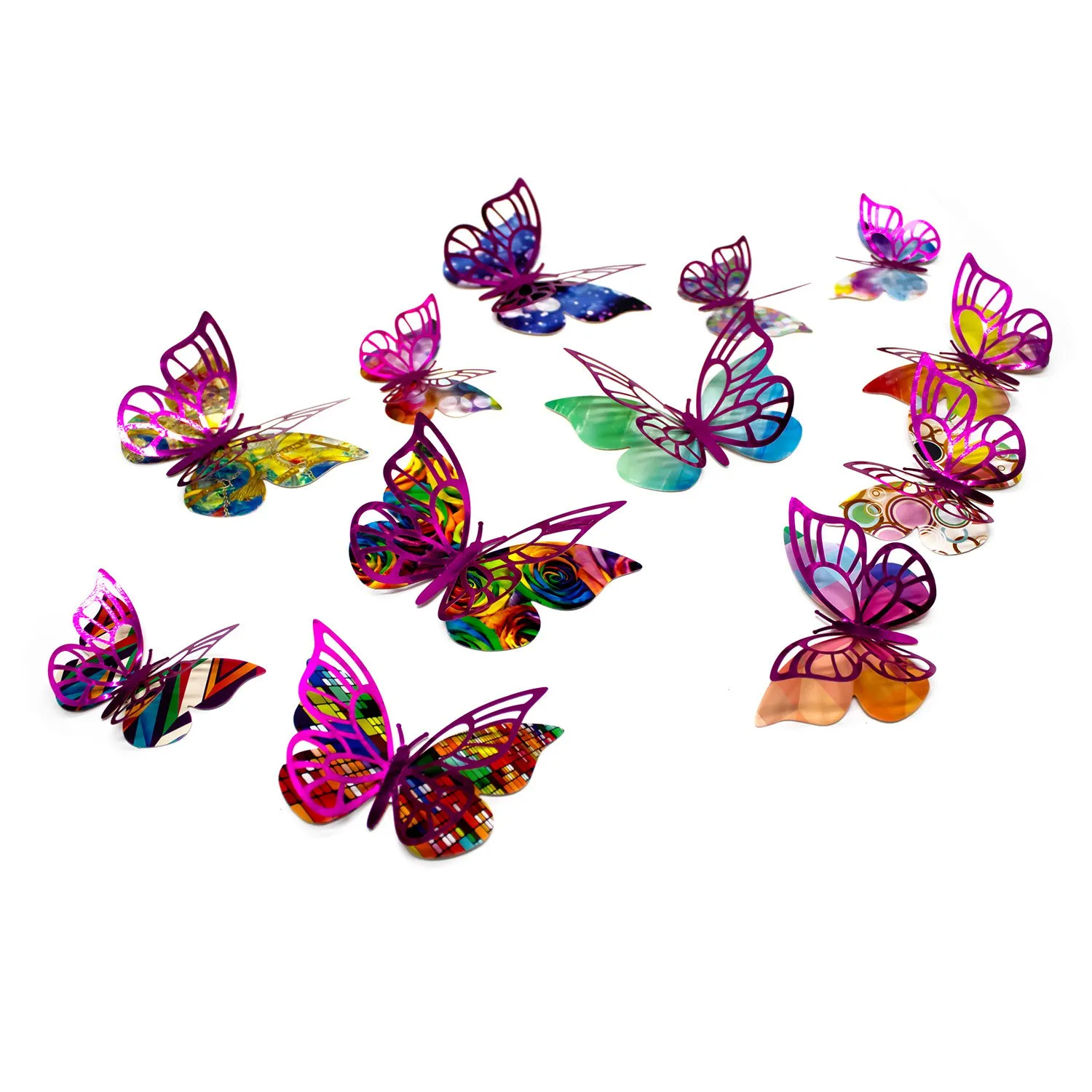 DECO MARIPOSAS FUCSIA COLORES MIX X12UNI - 1