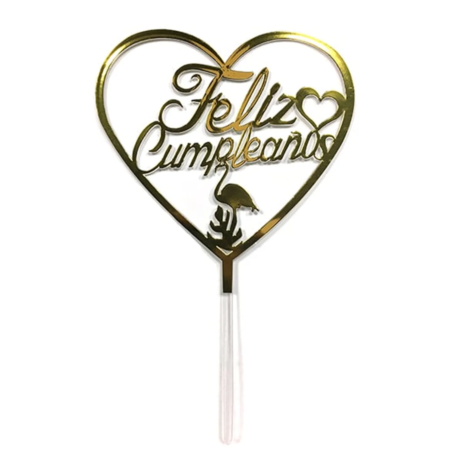 DECO TORTA ACRILICO FC CORAZON DORADO X1 UNI - 1