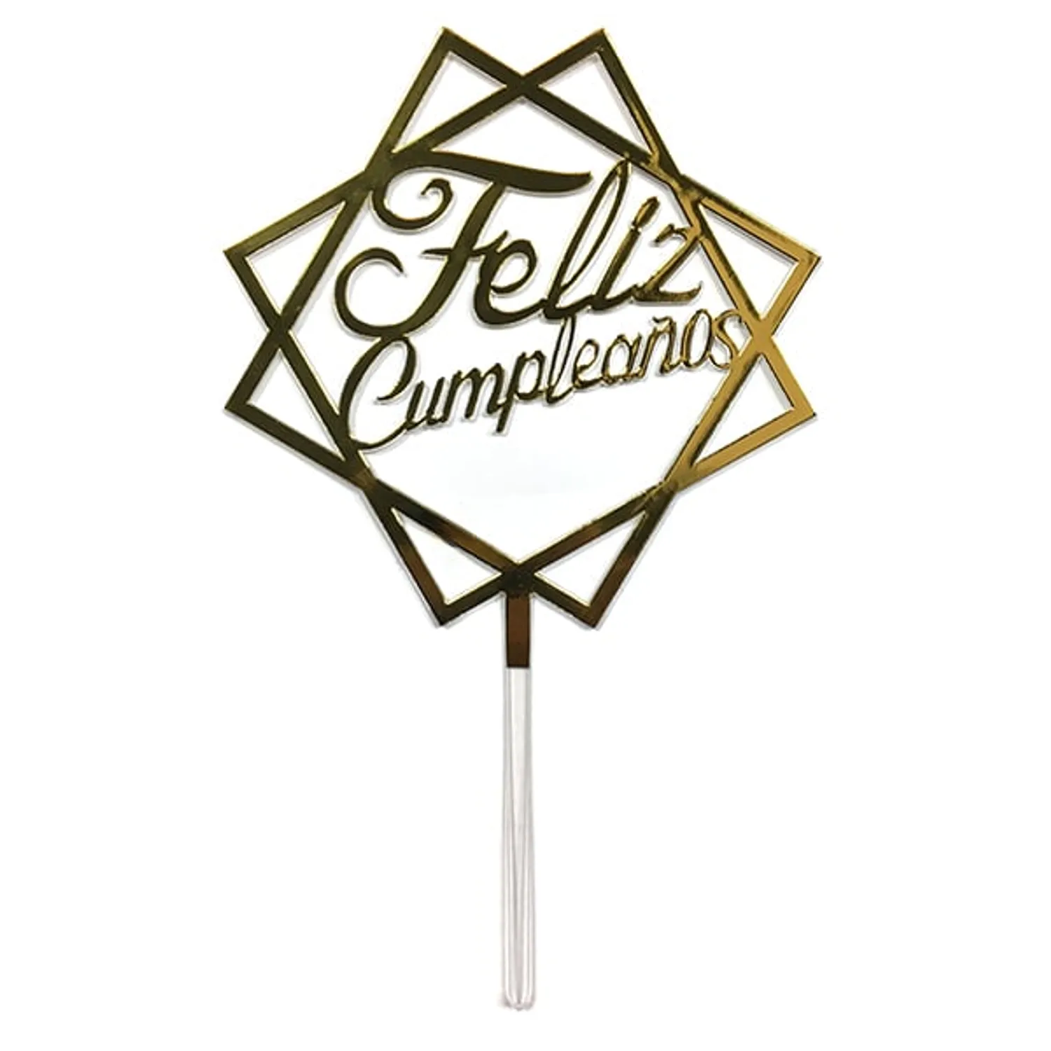 DECO TORTA ACRILICO FC CUADRADO DORADO X1 UNI - 1