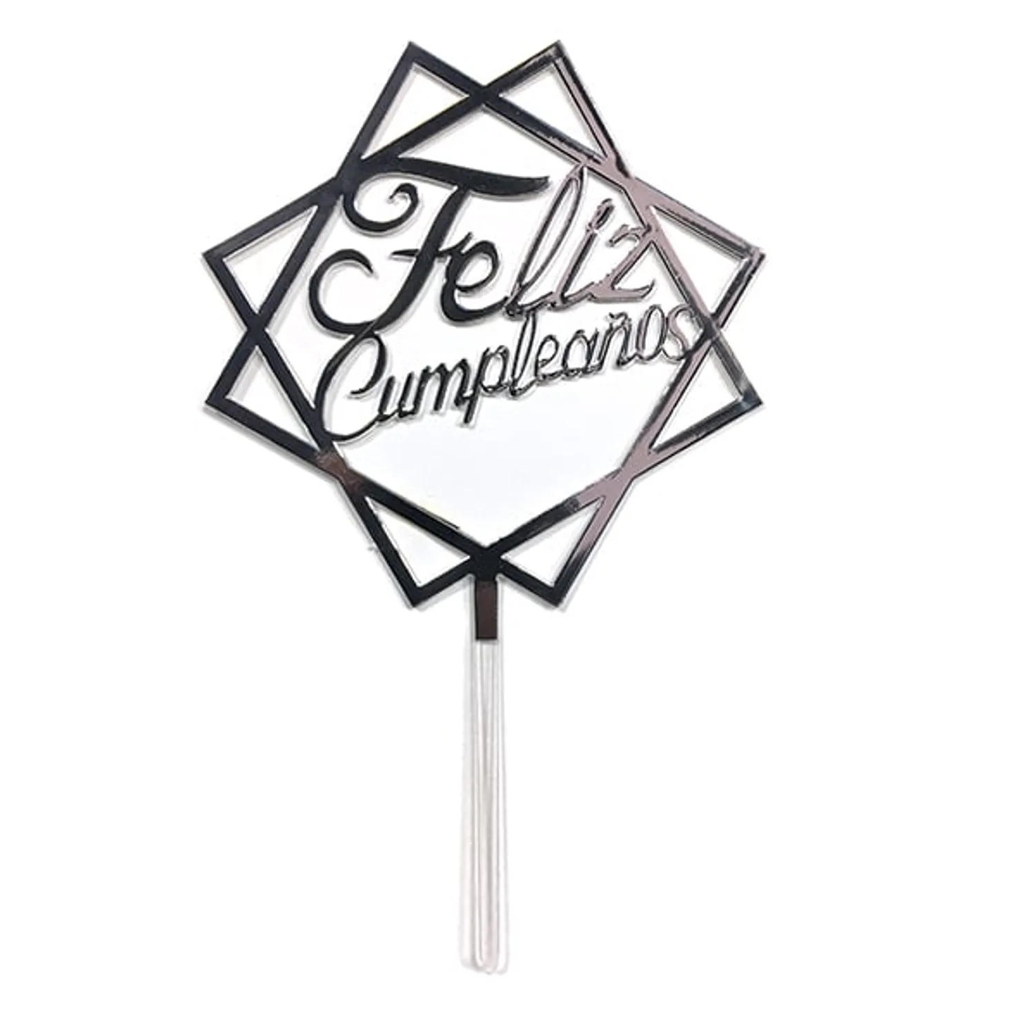 DECO TORTA ACRILICO FC CUADRADO PLATEADO X1 UNI - 1