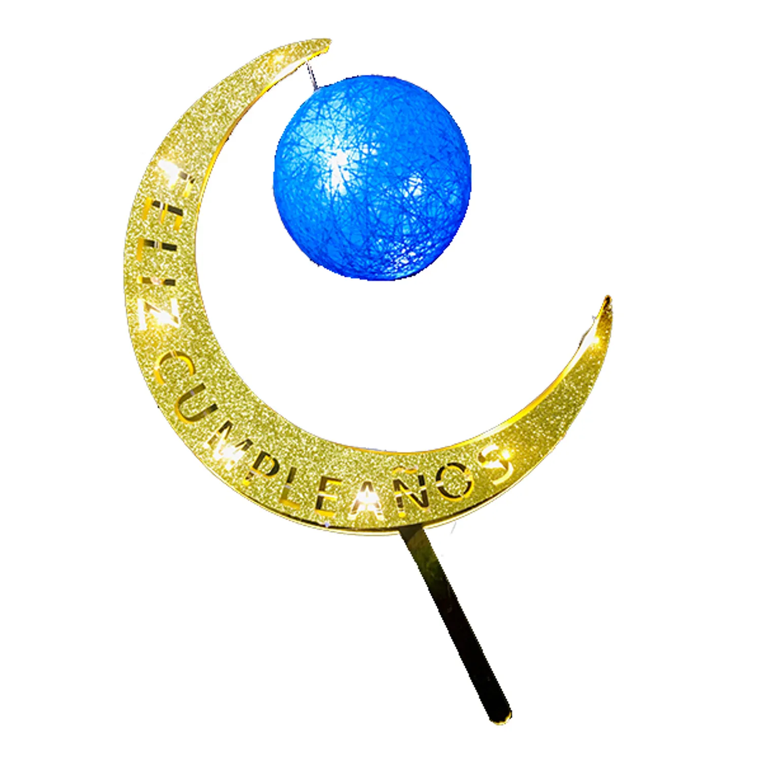 DECO TORTA LUNA ACRILICO FC CELESTE LED X1 UNI - 1