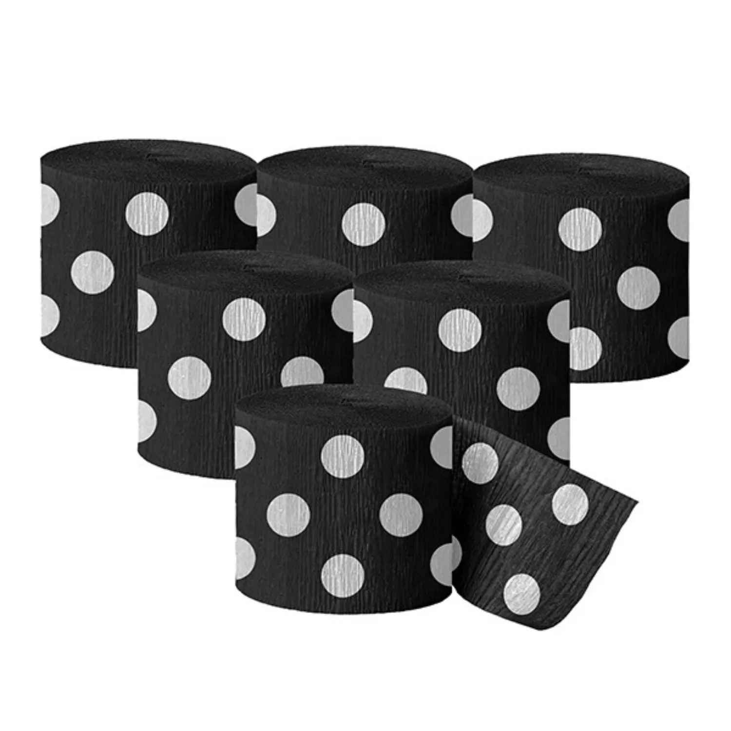 FESTON X 6 POLKA EN COLOR NEGRO 5CM X 10MT X1 UNI - 1