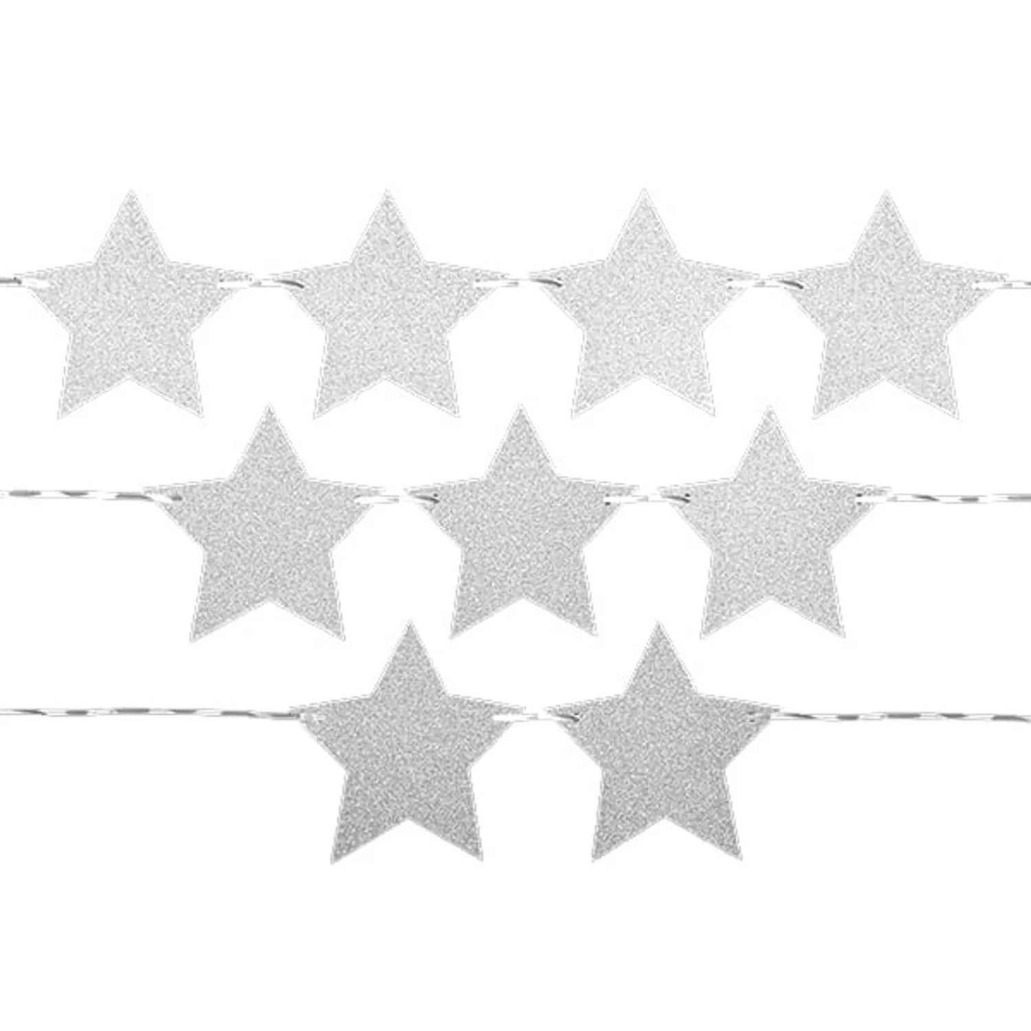 GUIRNALDA ESTRELLA PAPEL PLATEADO 12 PCS X1 UNI - 1