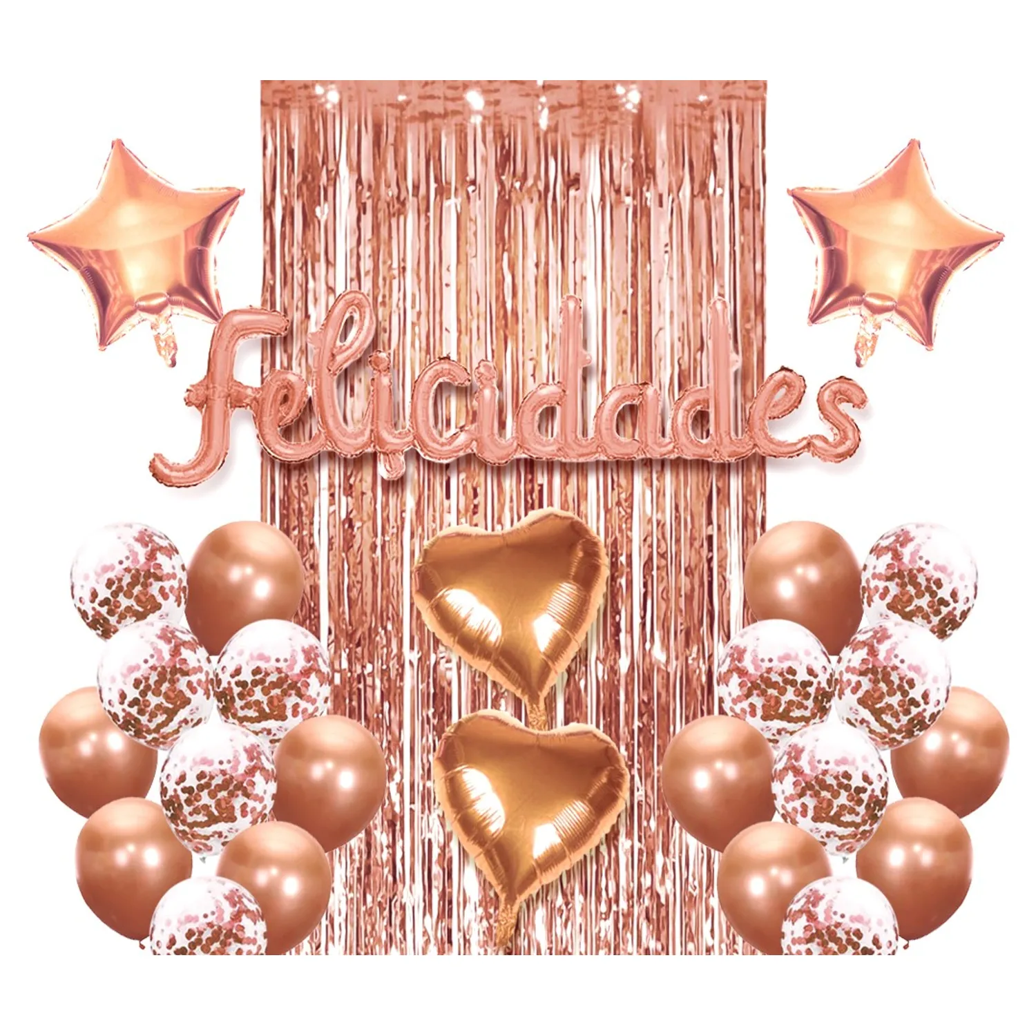 SET CORTINA GLOBO FELICIDADES ROSE GOLD X1 UNI - 1