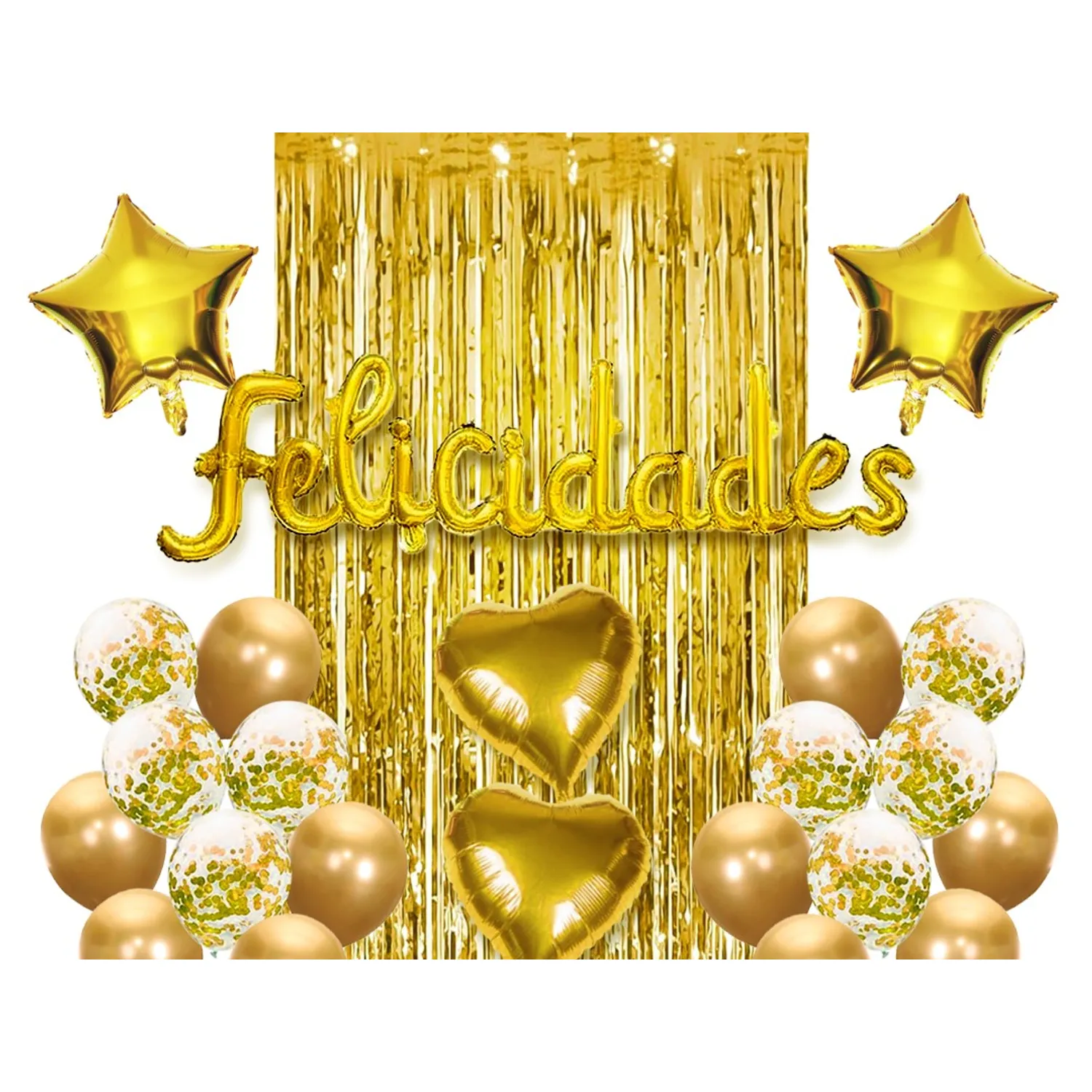 SET CORTINA GLOBO FELICIDADES DORADO X1 UNI - 1