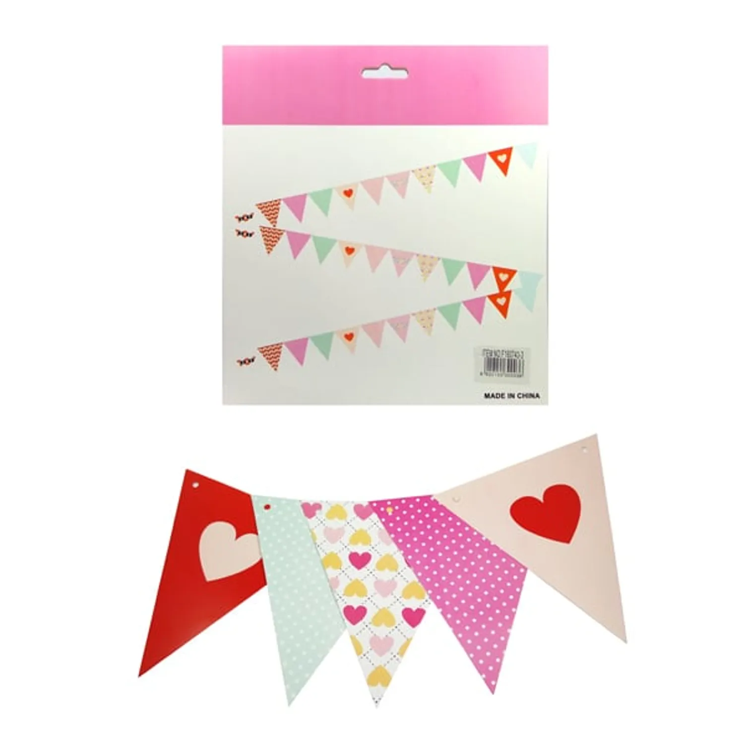 GUIRNALDA BANDERIN TRIANGULAR CARTON CORAZON X1 UNI - 1