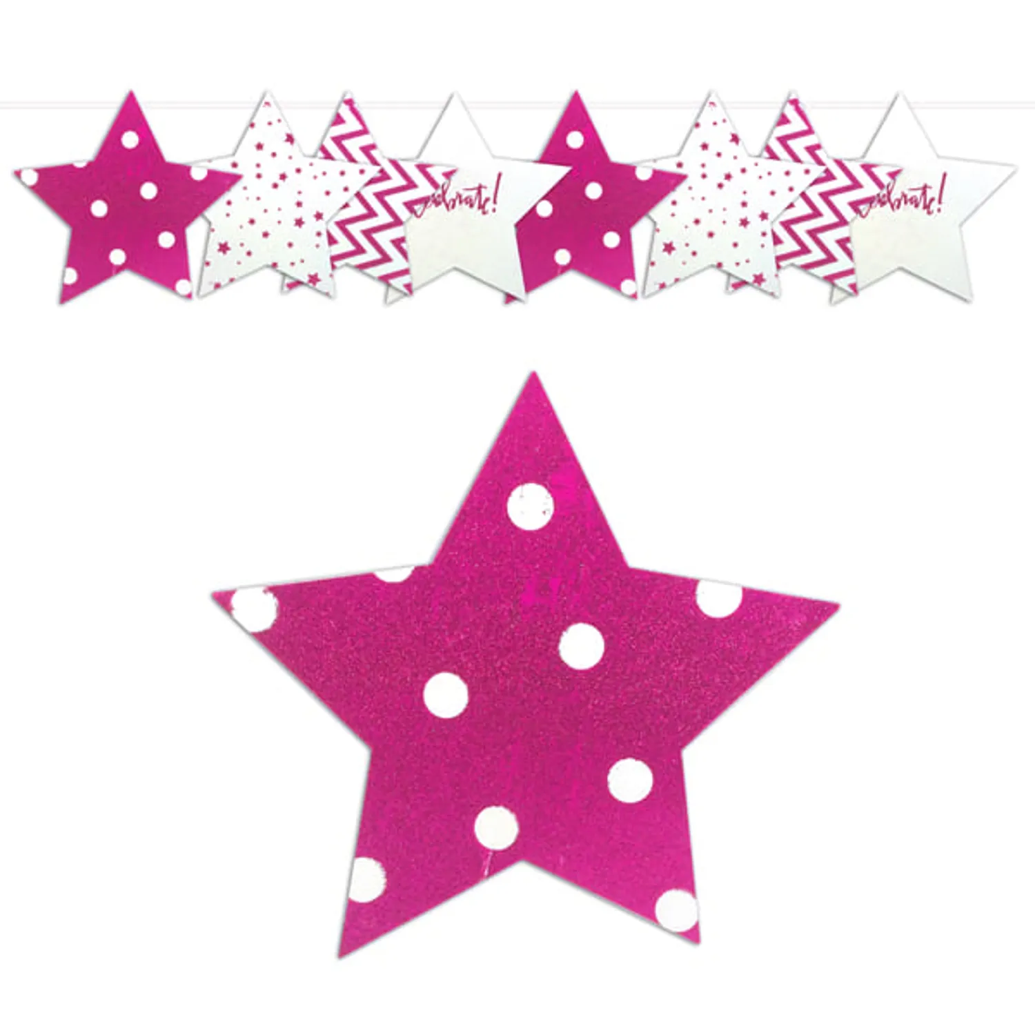 GUIRNALDA ESTRELLA GLITTER FUCSIA X1 UNI - 1