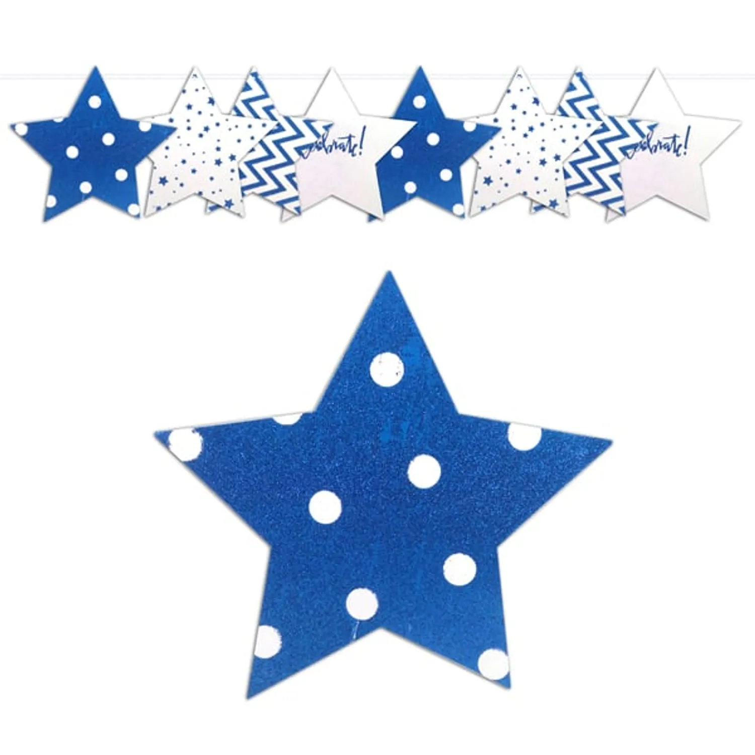 GUIRNALDA ESTRELLA GLITTER AZUL X1 UNI - 1