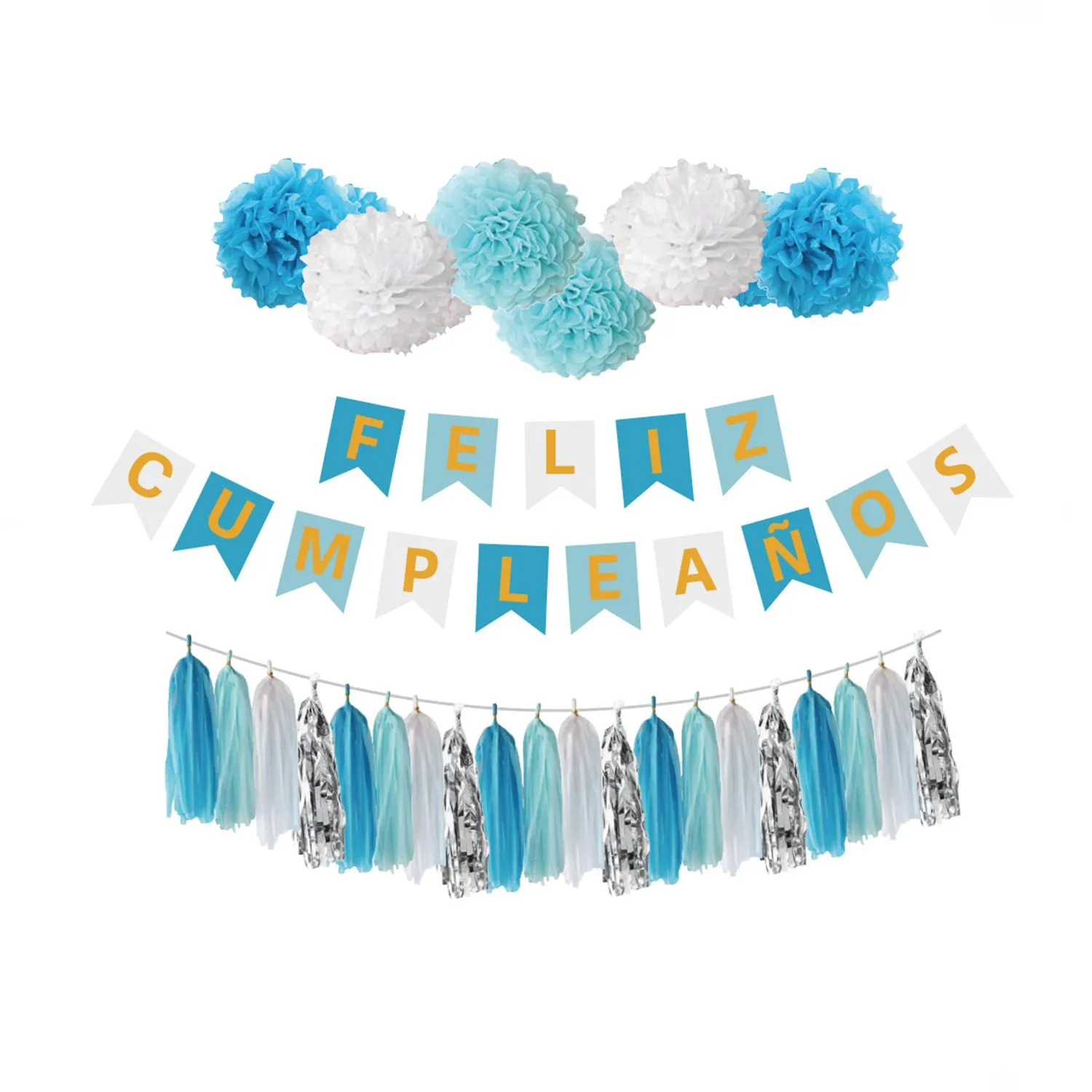 SET GUIR TASSEL POMPOM FC AZUL X1UNI - 1