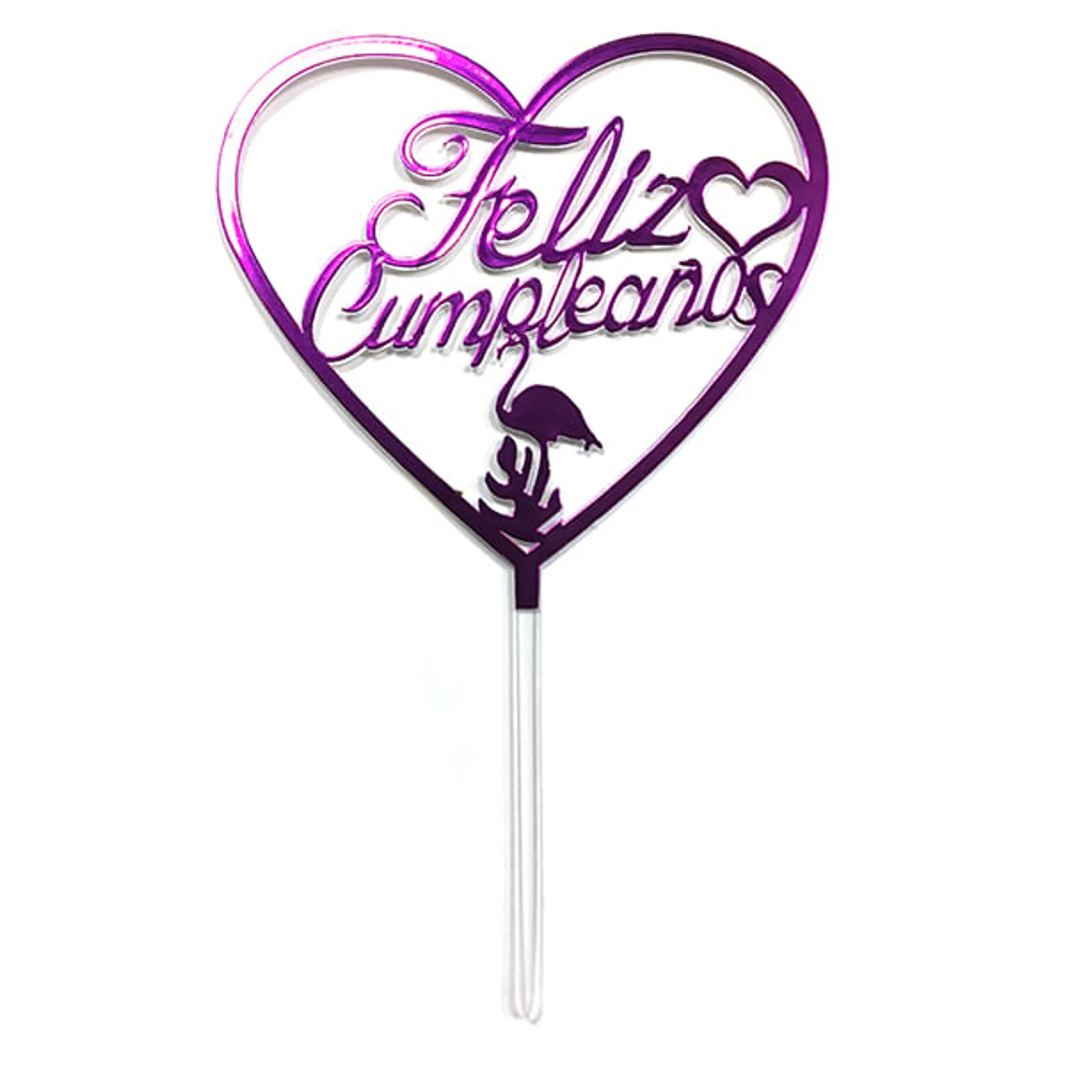 DECO TORTA ACRILICO FC CORAZON FUCSIA X1 UNI - 1