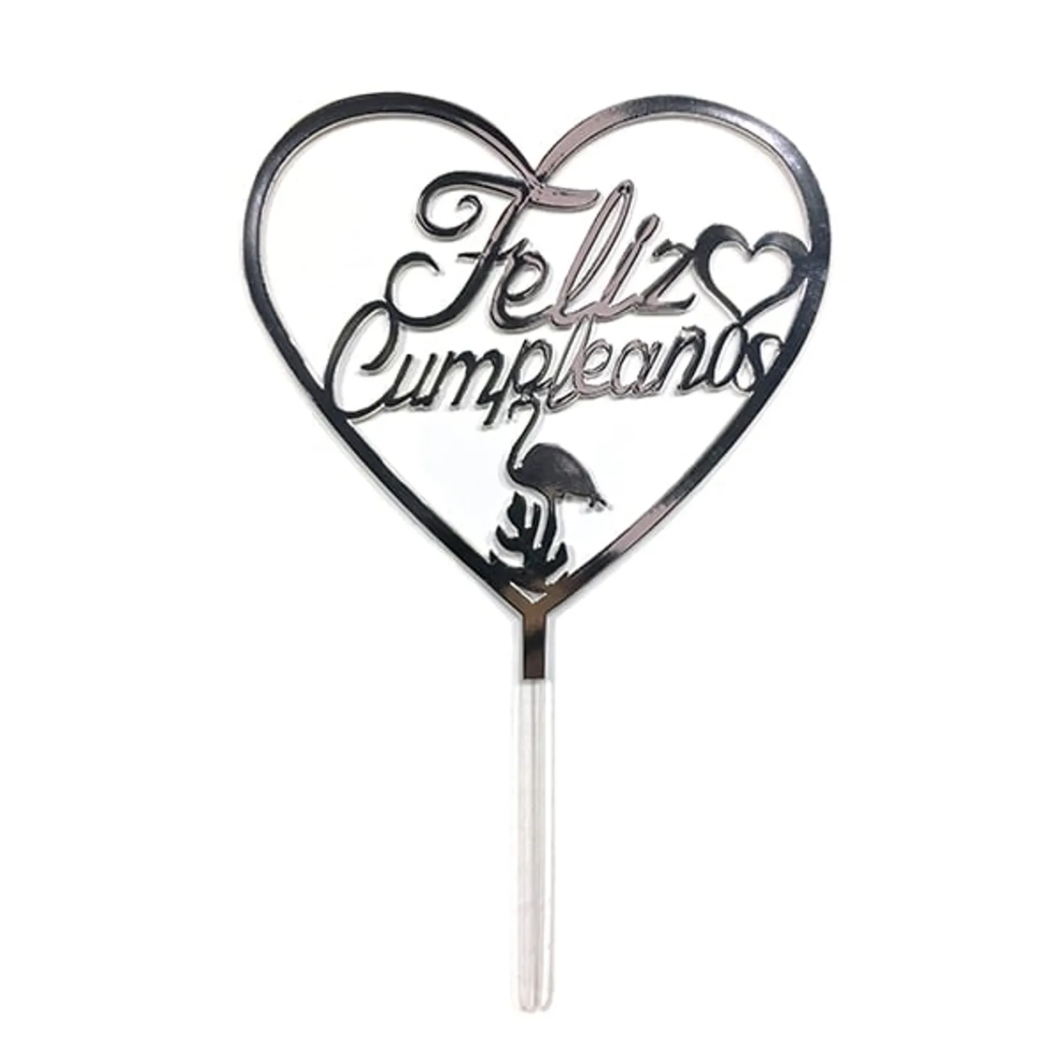 DECO TORTA ACRILICO F.C. CORAZON PLATEADO X1 UNI - 1