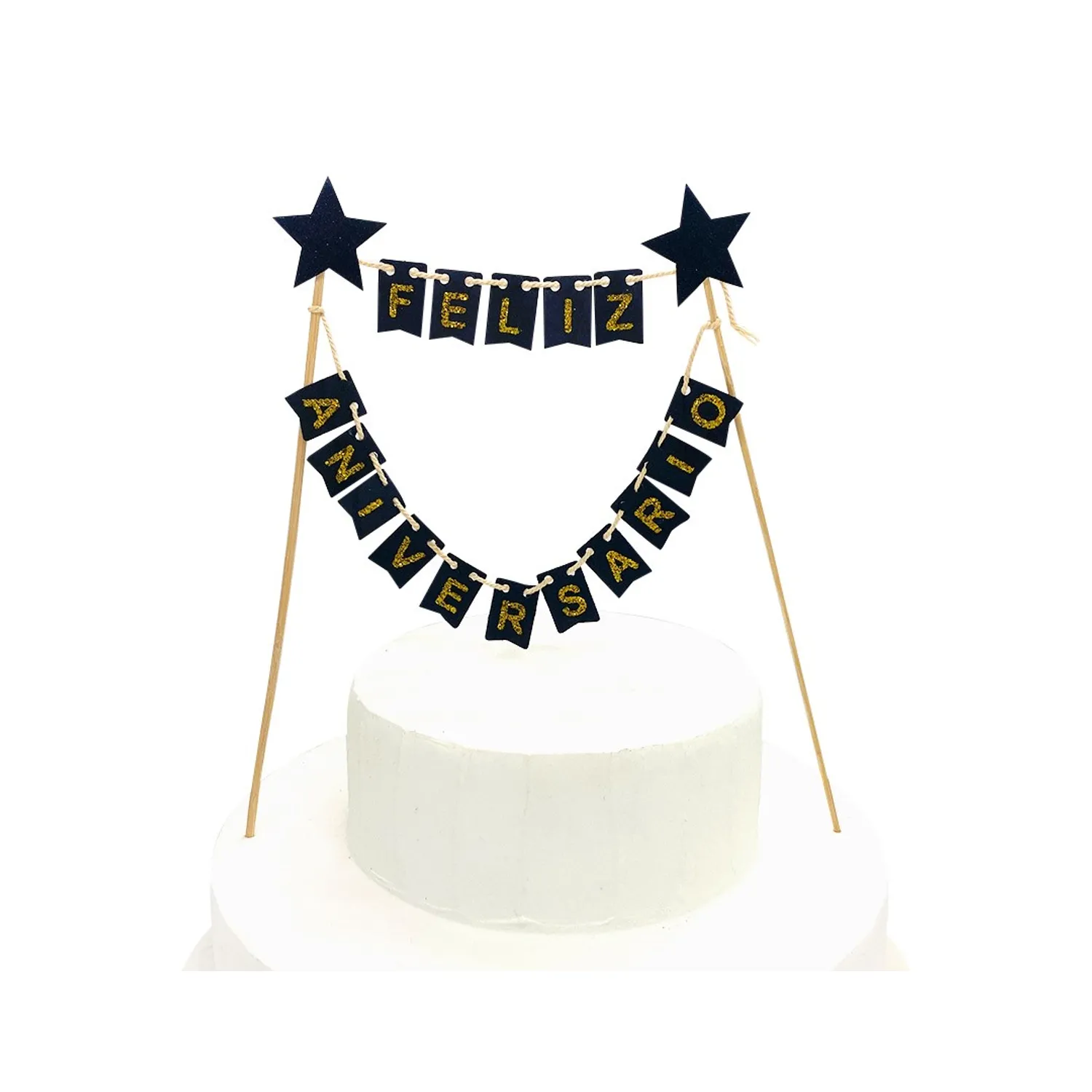 DECO TORTA FA BANDERINES EN COLOR NEGRO X1 UNI - 1