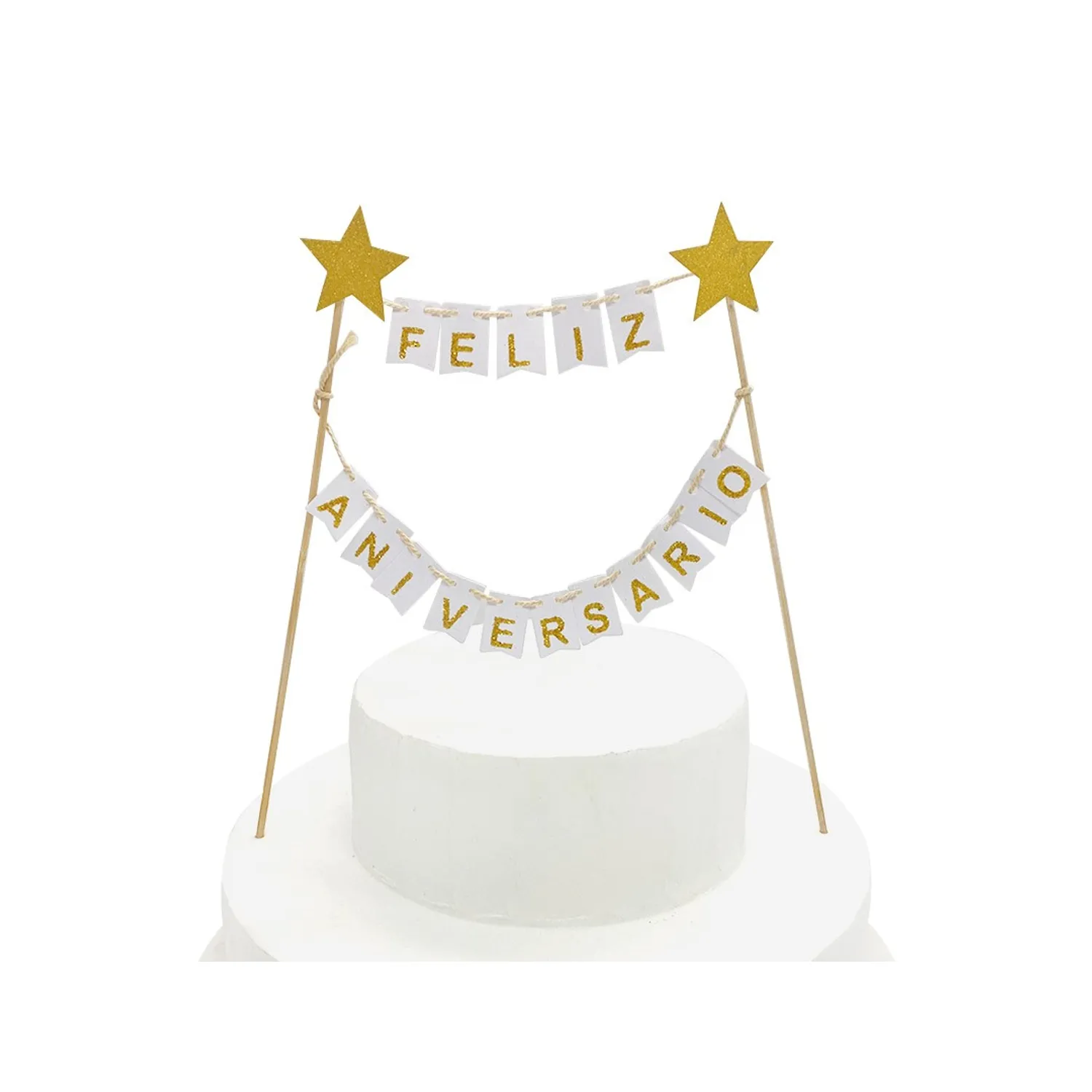 DECO TORTA FA BANDERINES EN COLOR BLANCO X1 UNI - 1