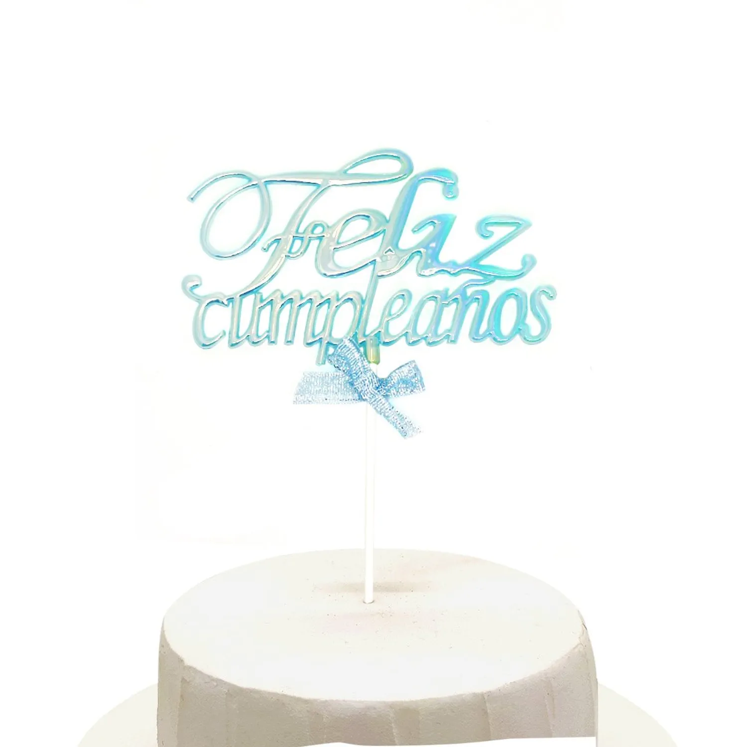 TOPPER TORTA FELIZ CUMPLEAÑOS CELESTE GLOW X1UNI - 1