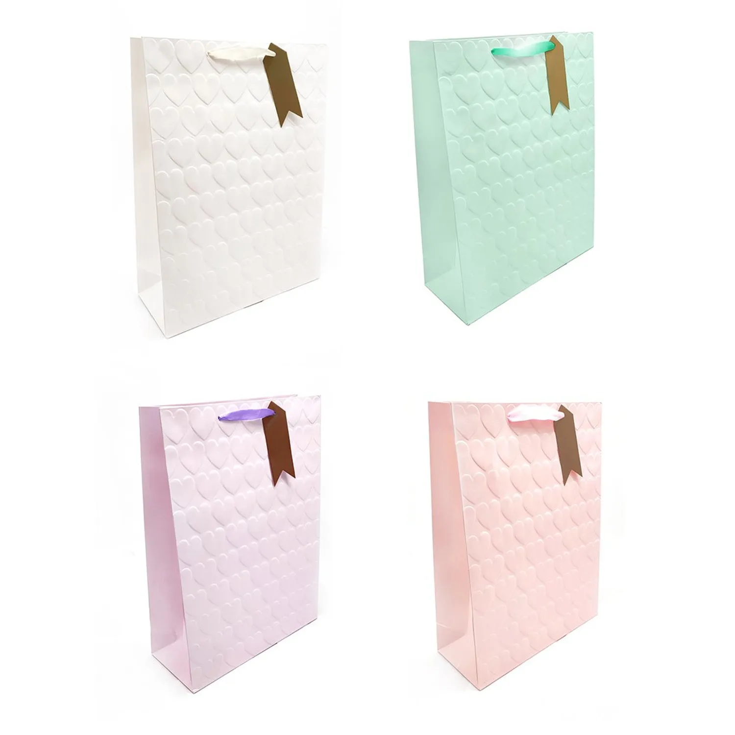 BOLSA DE REGALO CORAZON 3D PASTEL 30X40 X12 UNI - 1