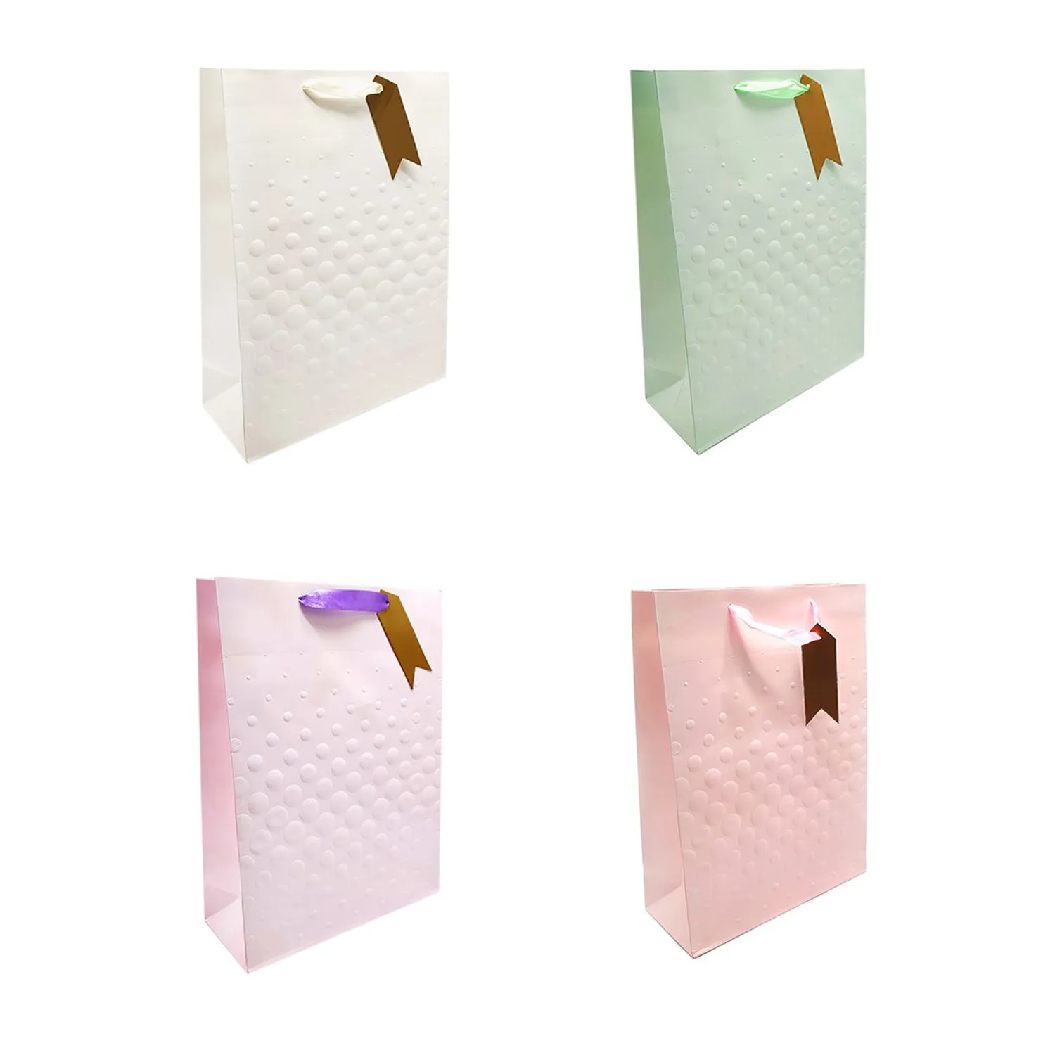 BOLSA DE REGALO PUNTOS 3D PASTEL 26X32 X12 UNI - 1