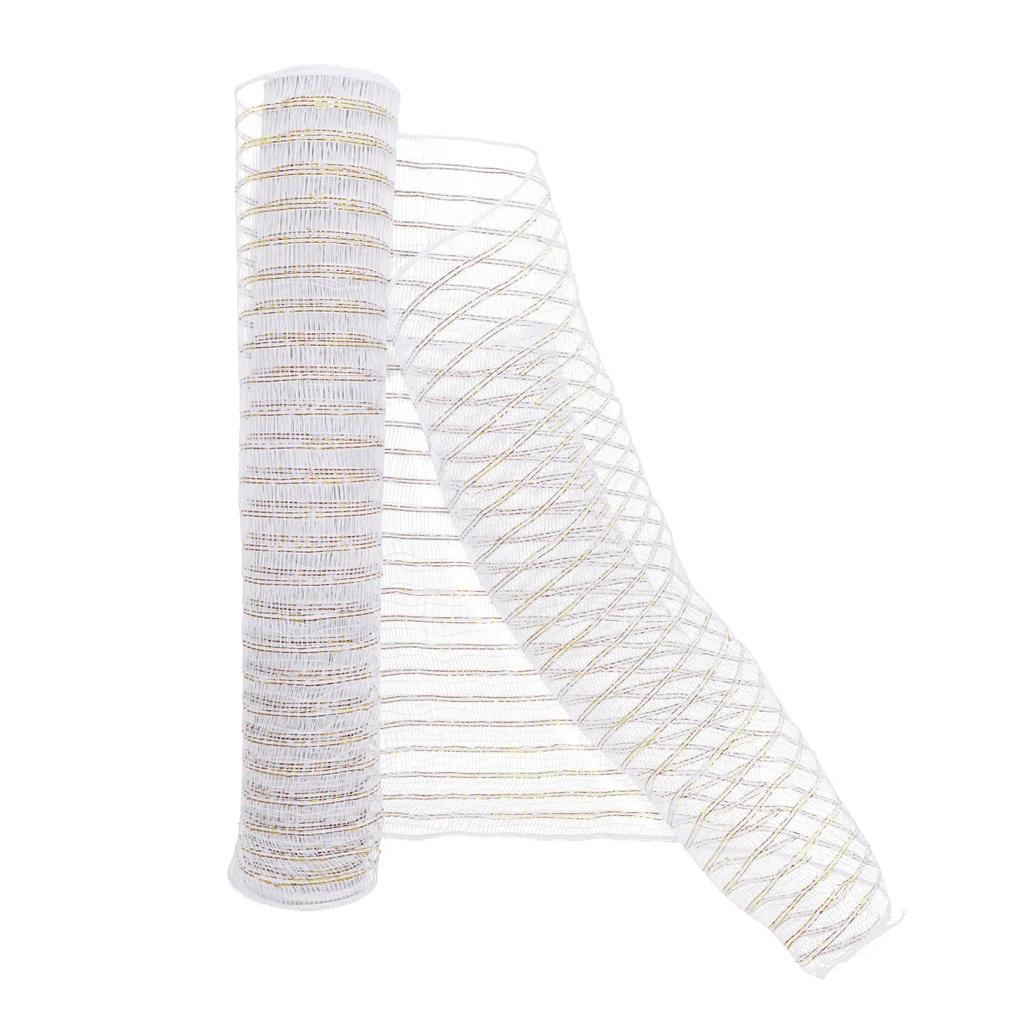 ROLLO 53CMX9M MALLA BOUQUET PP BLANCO/DORADO X1UNI - 1