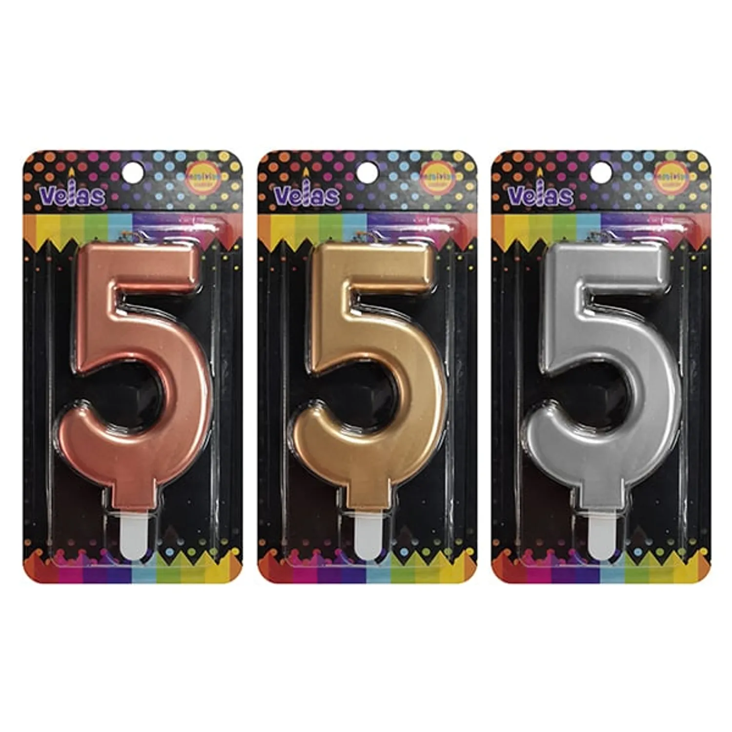 VELA NUMERAL GIGANTE METALLIC N5 X1 UNI - 1