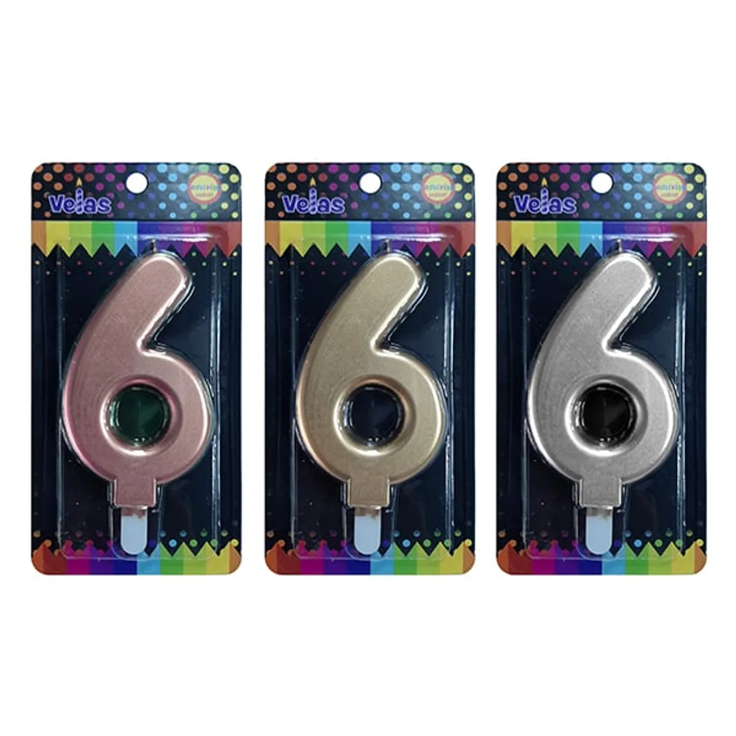 VELA NUMERAL GIGANTE METALLIC N6 X1 UNI - 1
