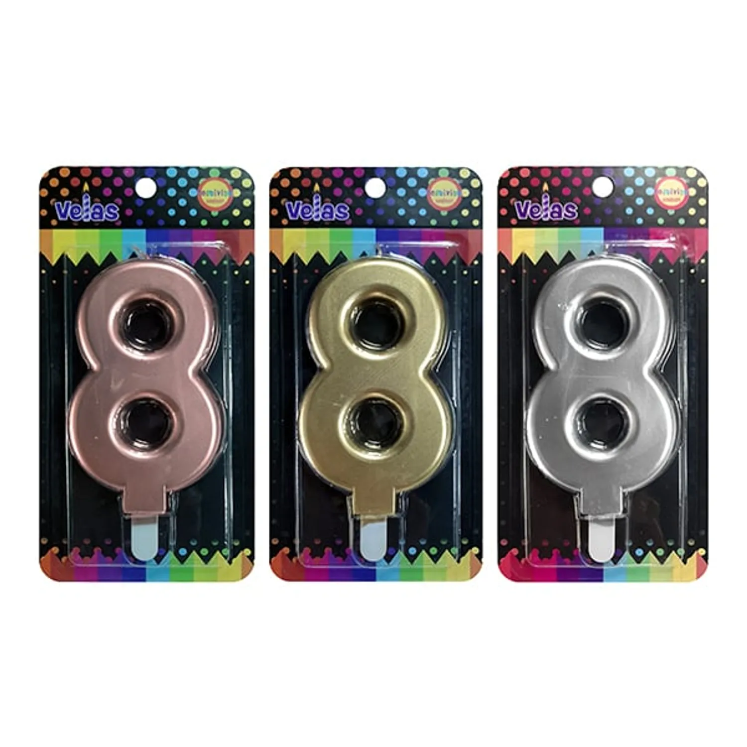 VELA NUMERAL GIGANTE METALLIC N?8 X1 UNI - 1