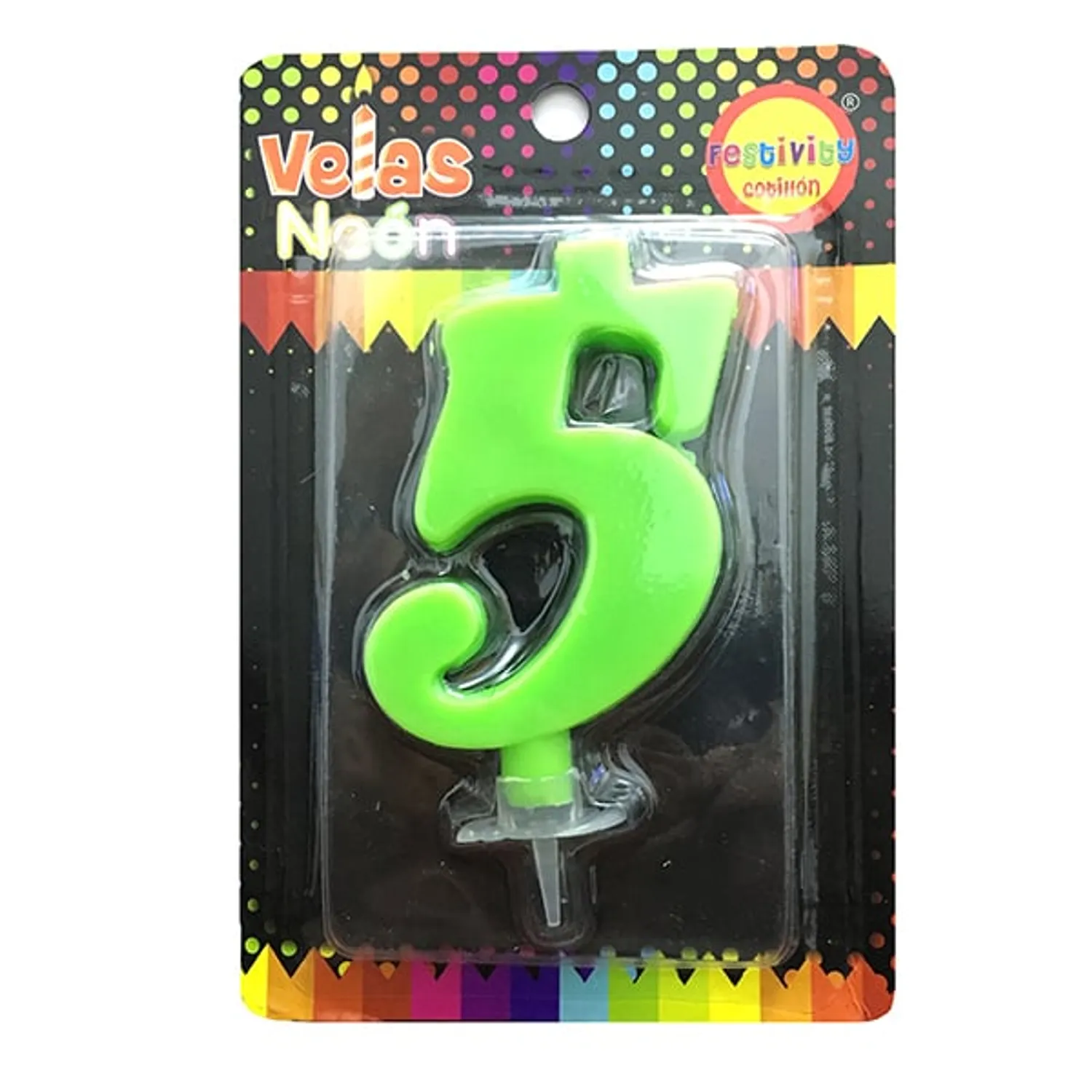 VELA NUMERAL NEON GIGANTE N? 5 X1 UNI - 1