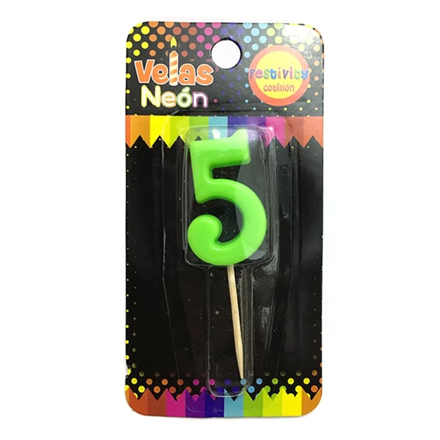 VELA NUMERAL STICK NEON N? 5 X1 UNI - 1